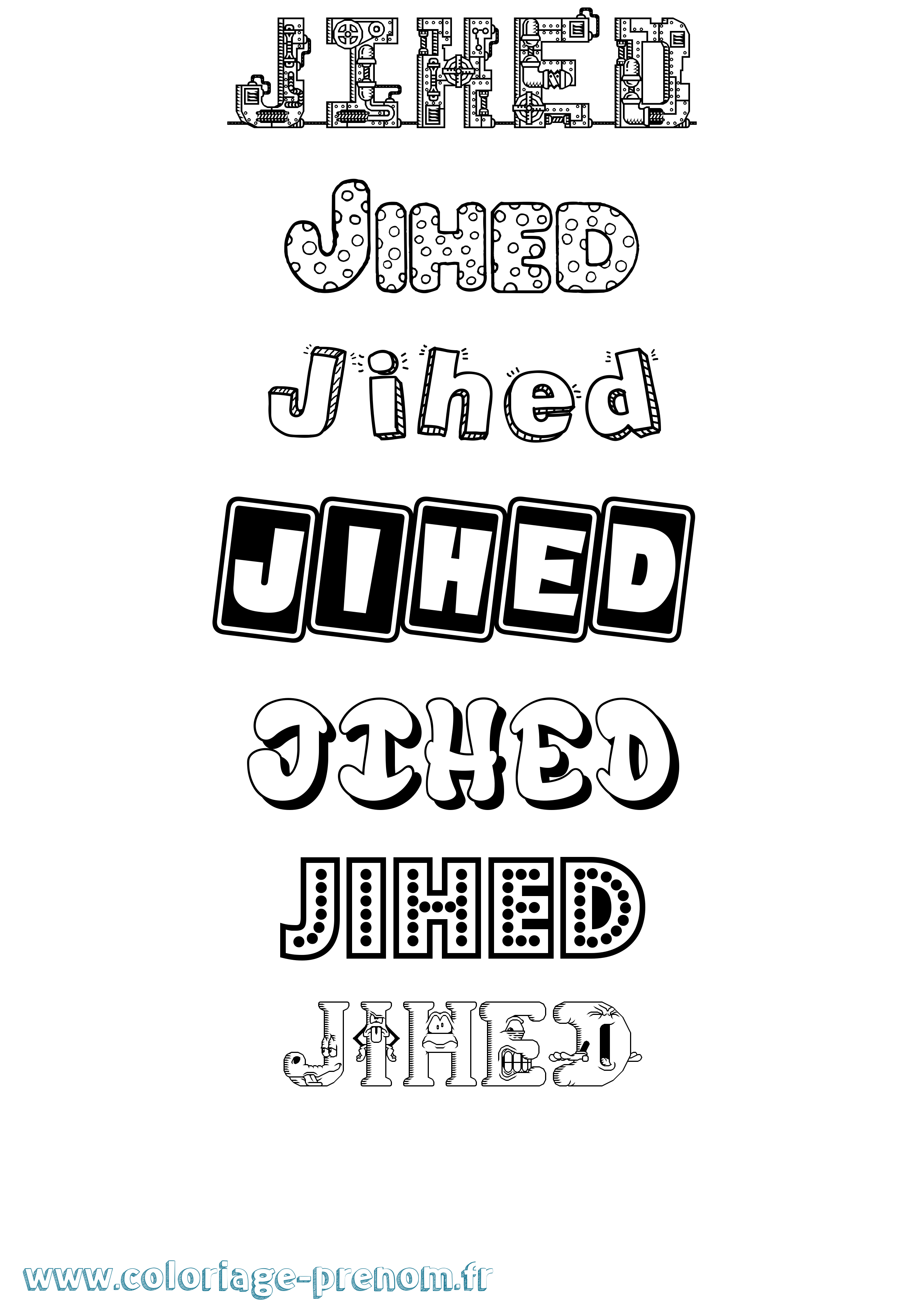 Coloriage Jihed Fun Coloriage prénom Jihed Fun