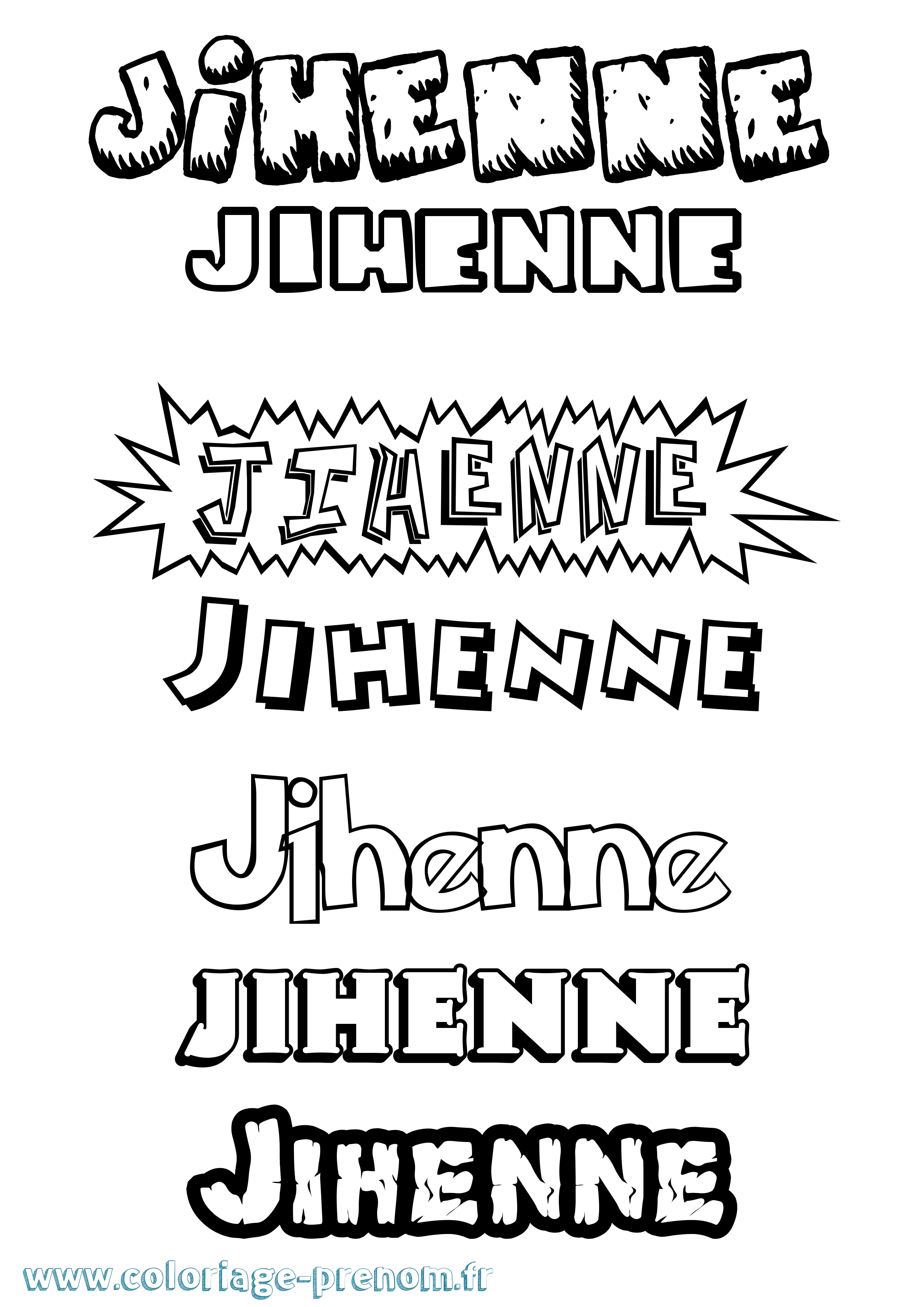 Coloriage Jihenne Dessin Animé Coloriage prénom Jihenne Dessin Animé