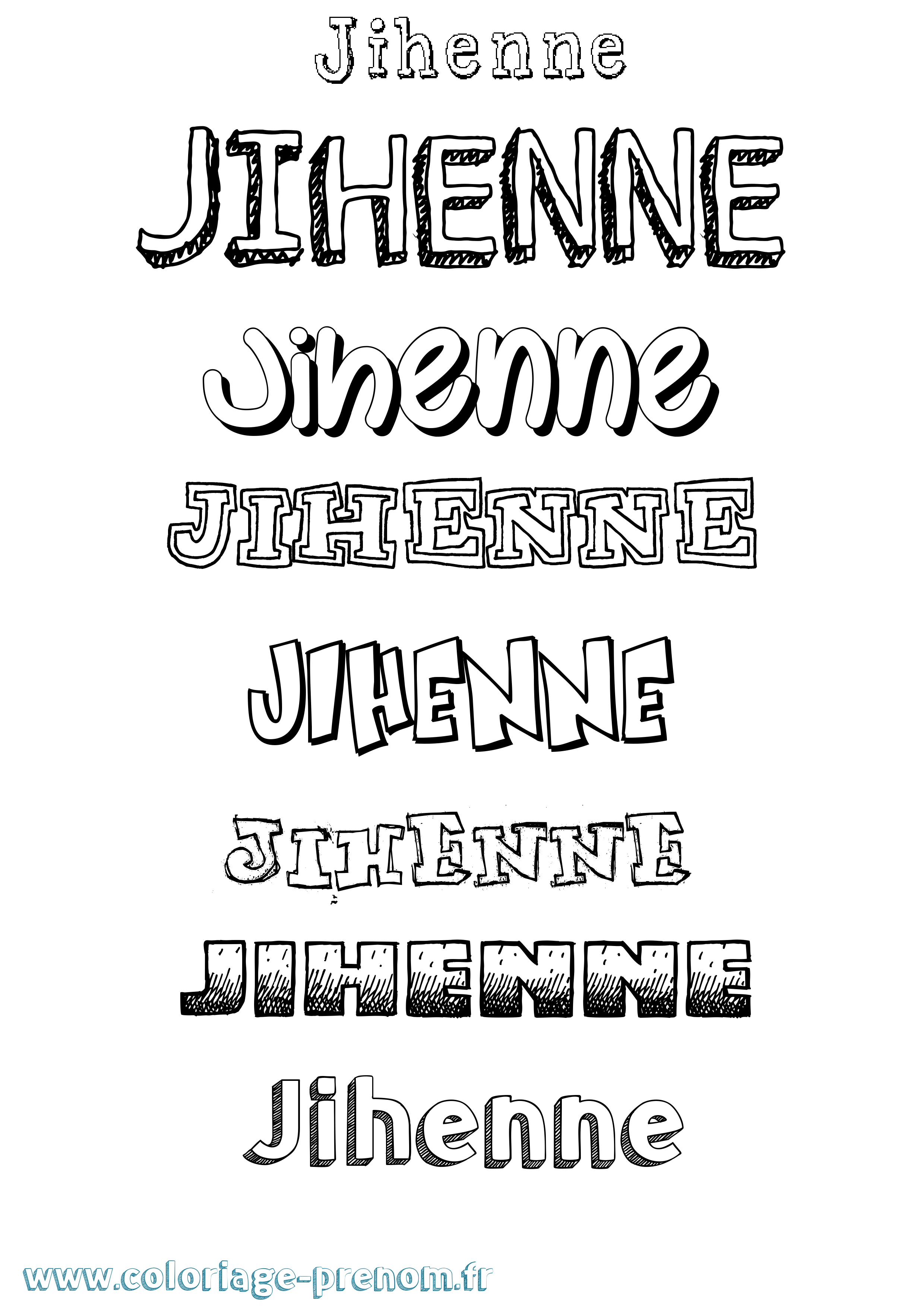 Coloriage Jihenne Dessiné Coloriage prénom Jihenne Dessiné