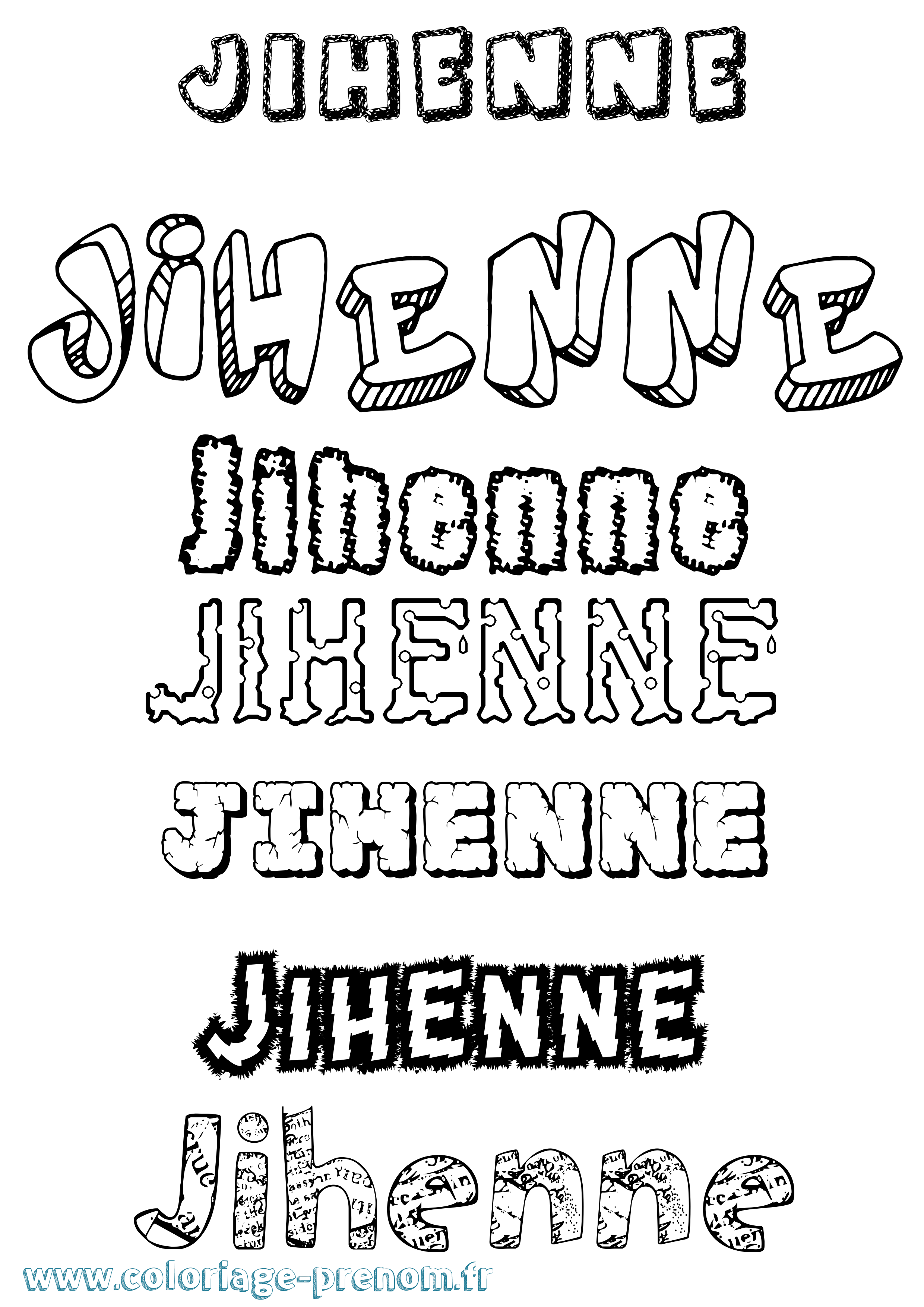 Coloriage Jihenne Destructuré Coloriage prénom Jihenne Destructuré