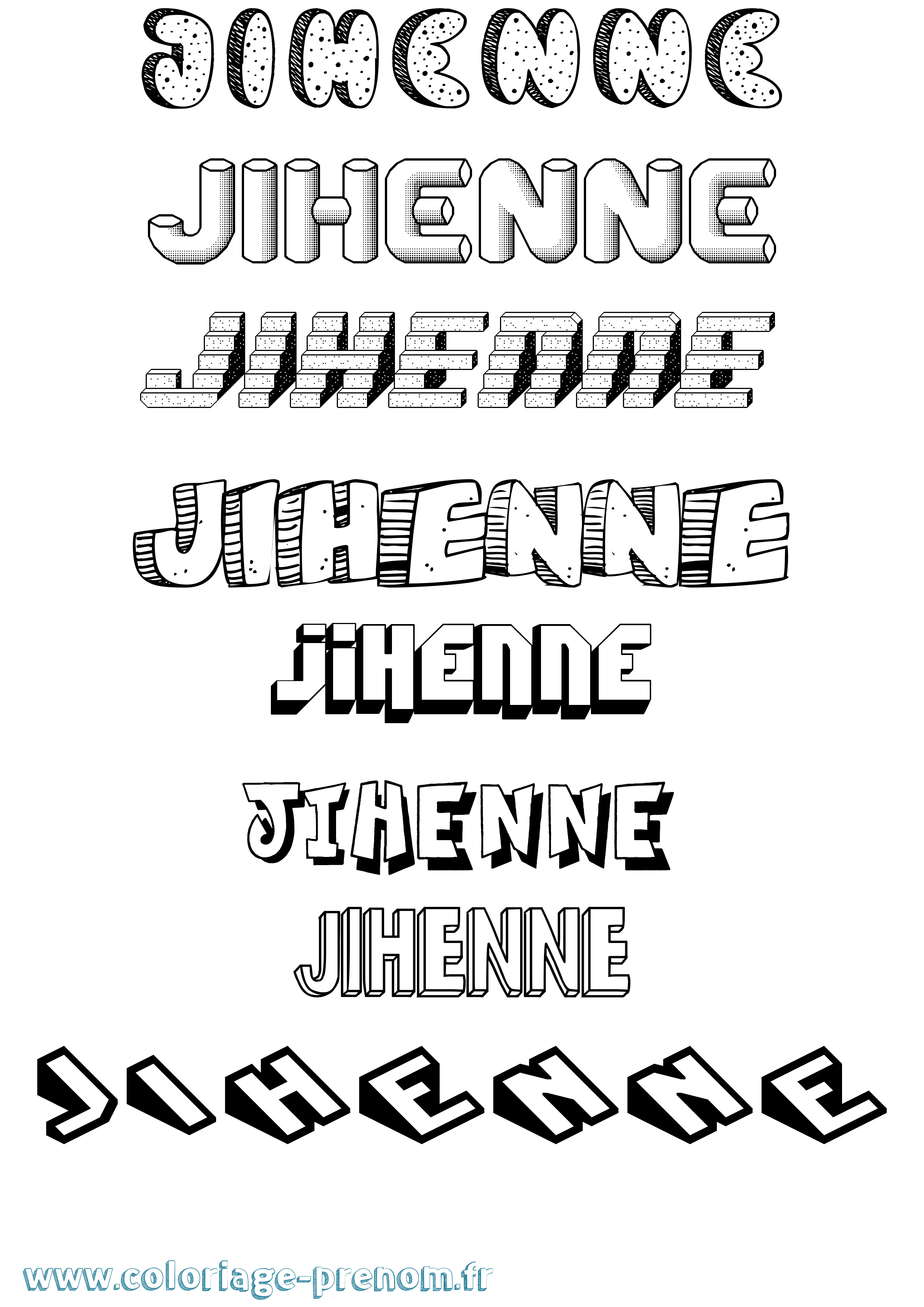 Coloriage Jihenne Effet 3D Coloriage prénom Jihenne Effet 3D