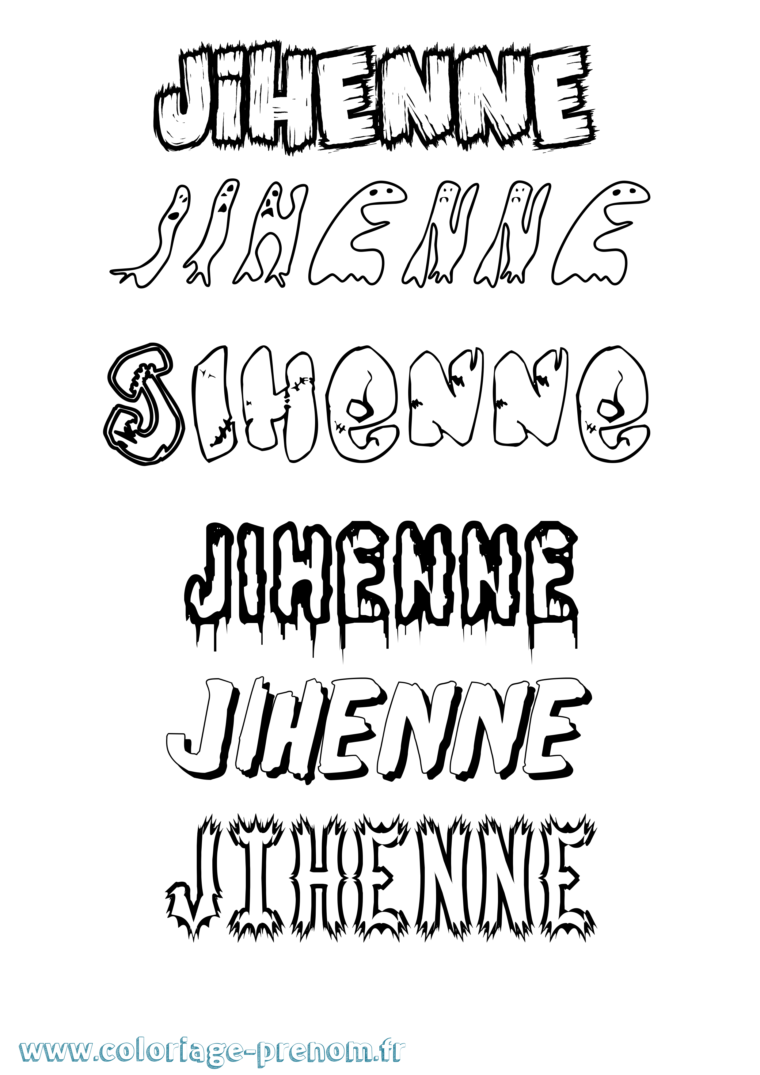 Coloriage Jihenne Frisson Coloriage prénom Jihenne Frisson