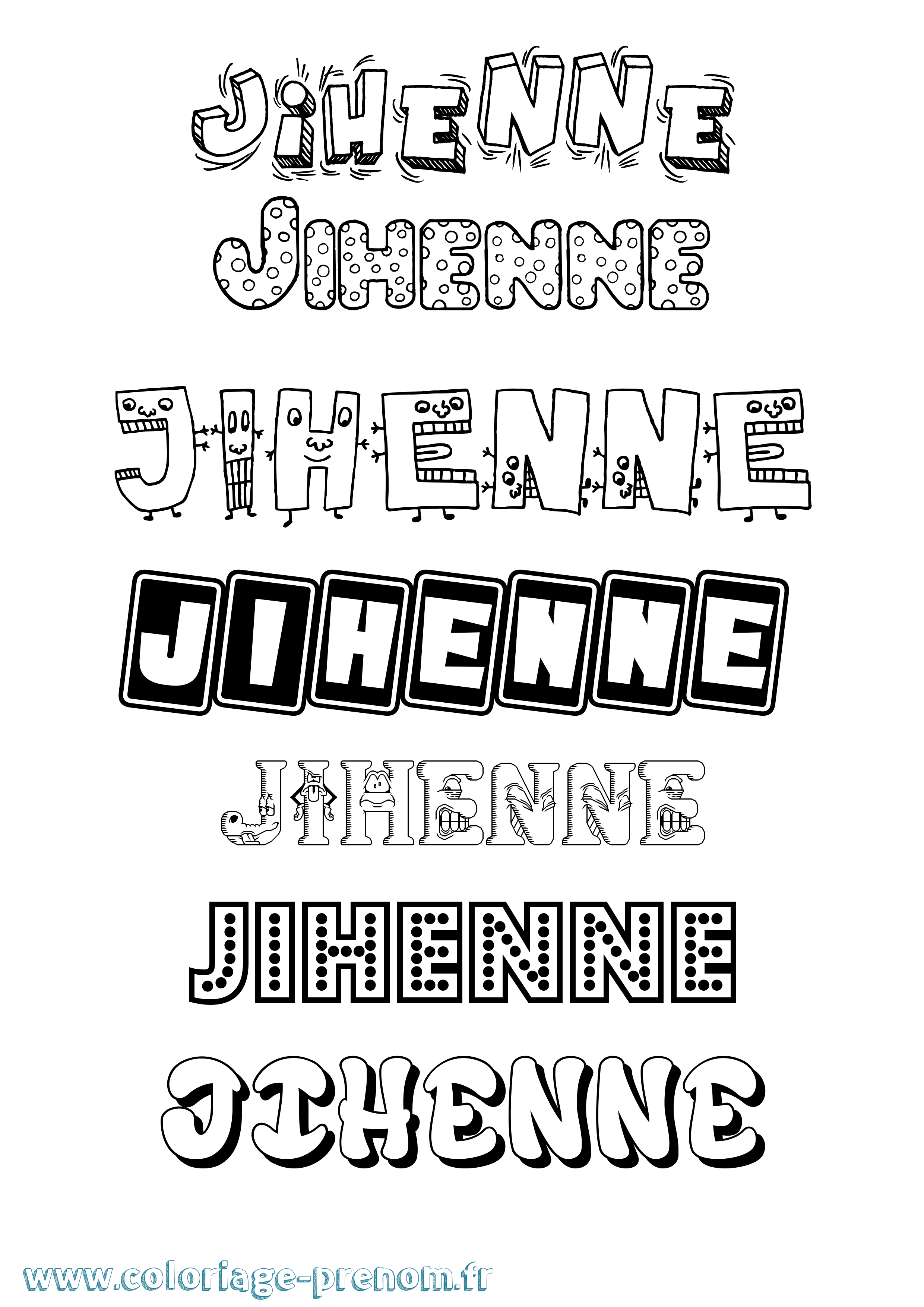 Coloriage Jihenne Fun Coloriage prénom Jihenne Fun