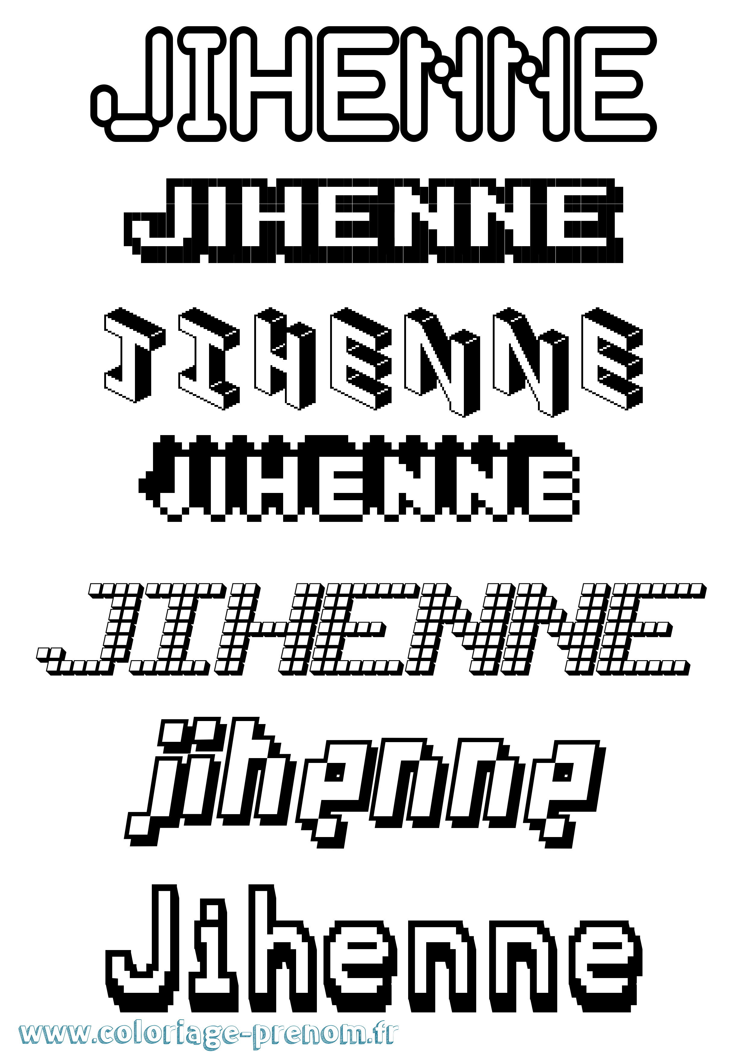 Coloriage Jihenne Pixel Coloriage prénom Jihenne Pixel
