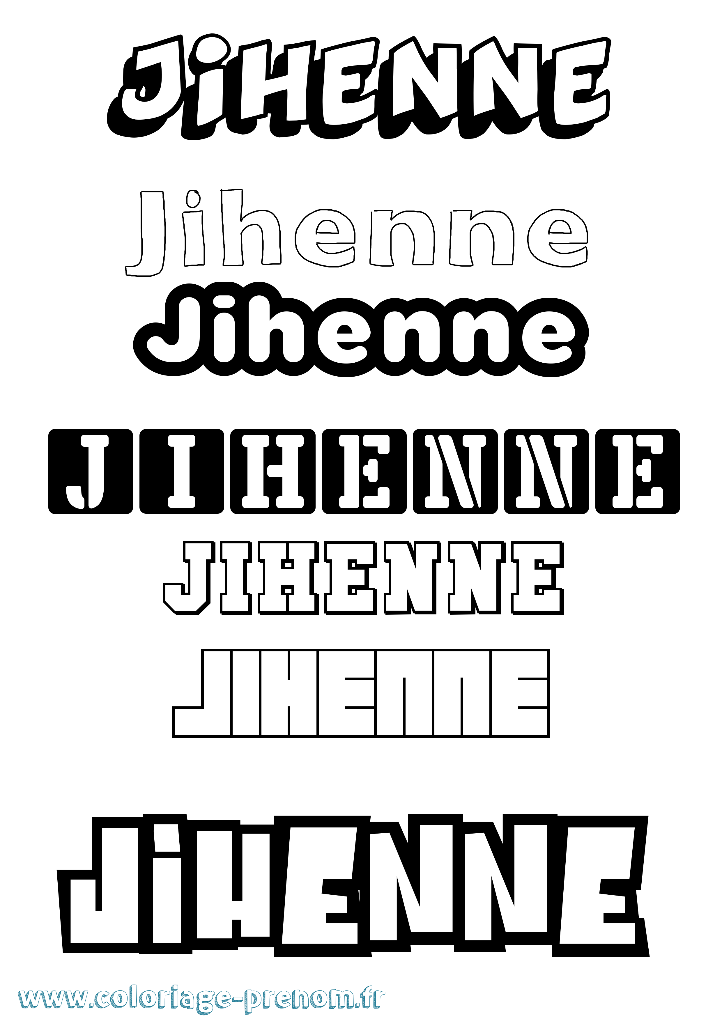 Coloriage Jihenne Simple Coloriage prénom Jihenne Simple