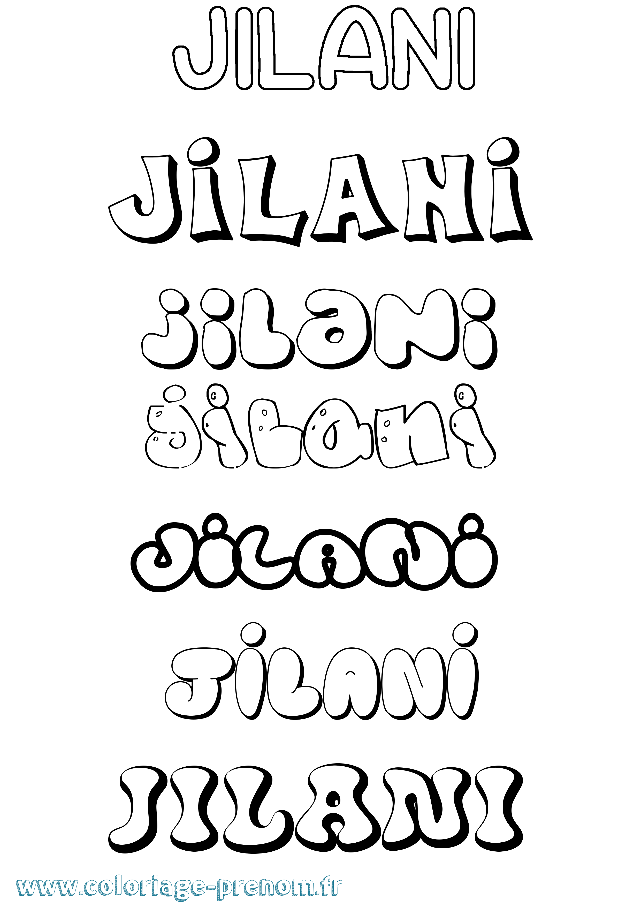 Coloriage Jilani Bubble Coloriage prénom Jilani Bubble