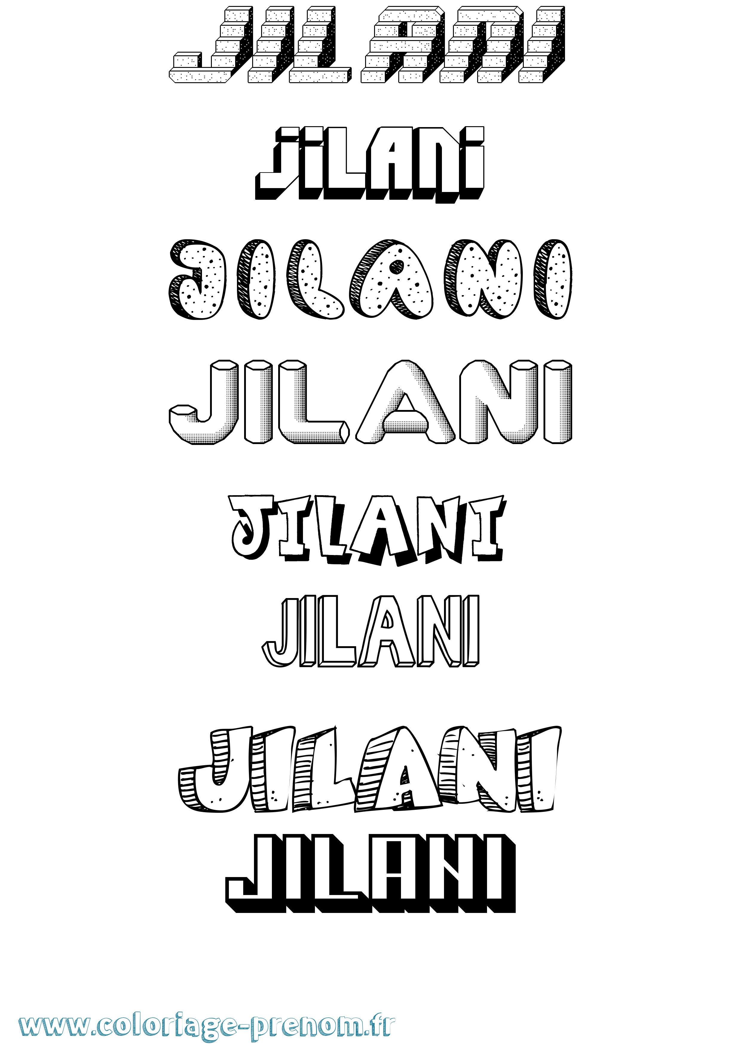 Coloriage Jilani Effet 3D Coloriage prénom Jilani Effet 3D