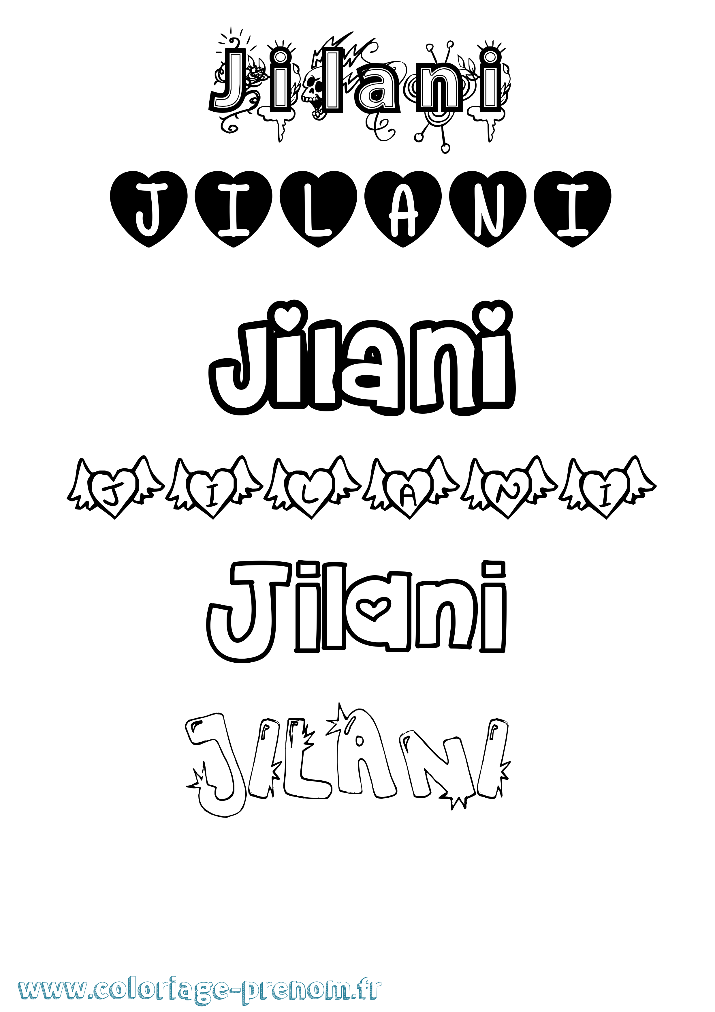 Coloriage Jilani Girly Coloriage prénom Jilani Girly