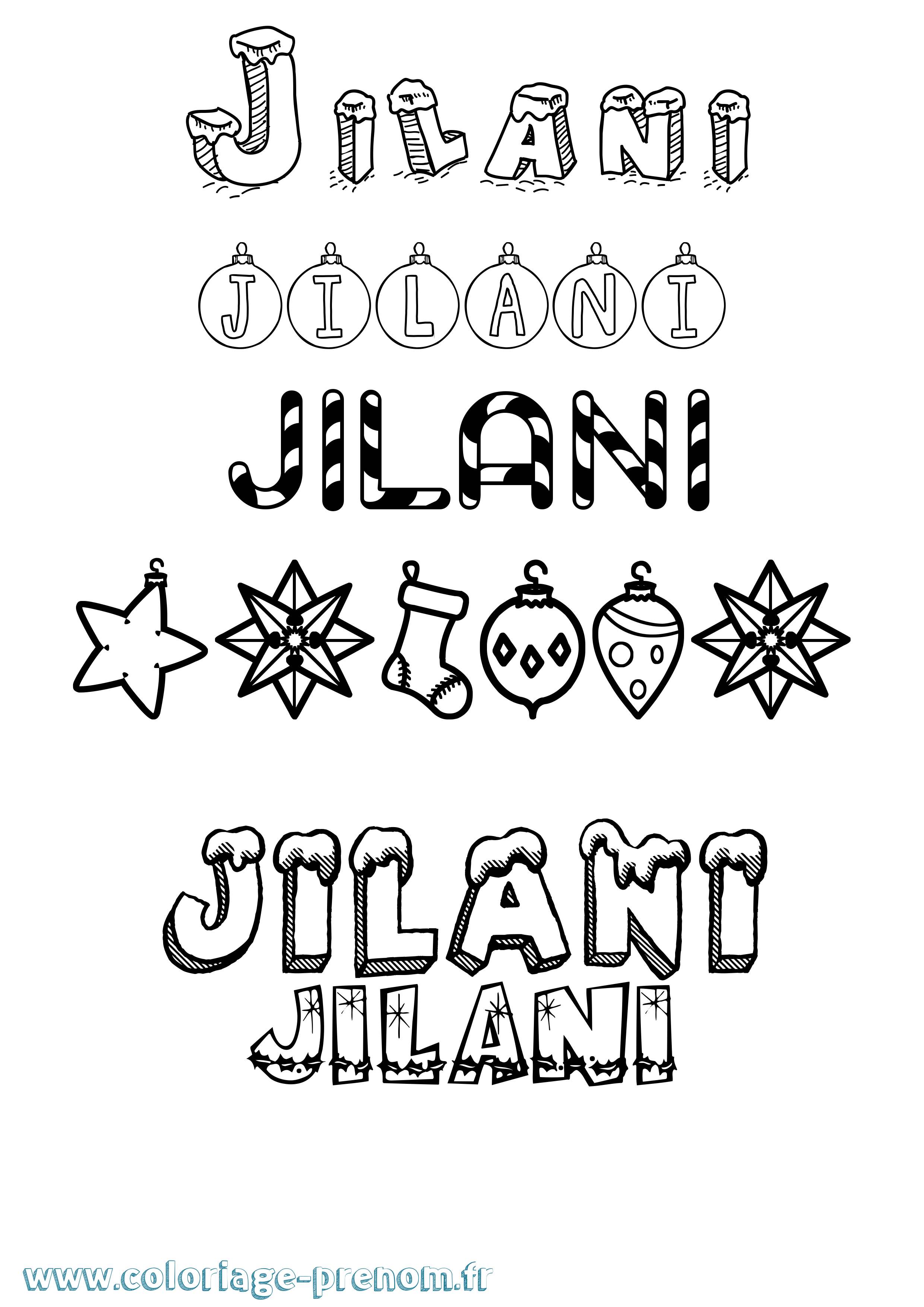 Coloriage Jilani Noël Coloriage prénom Jilani Noël