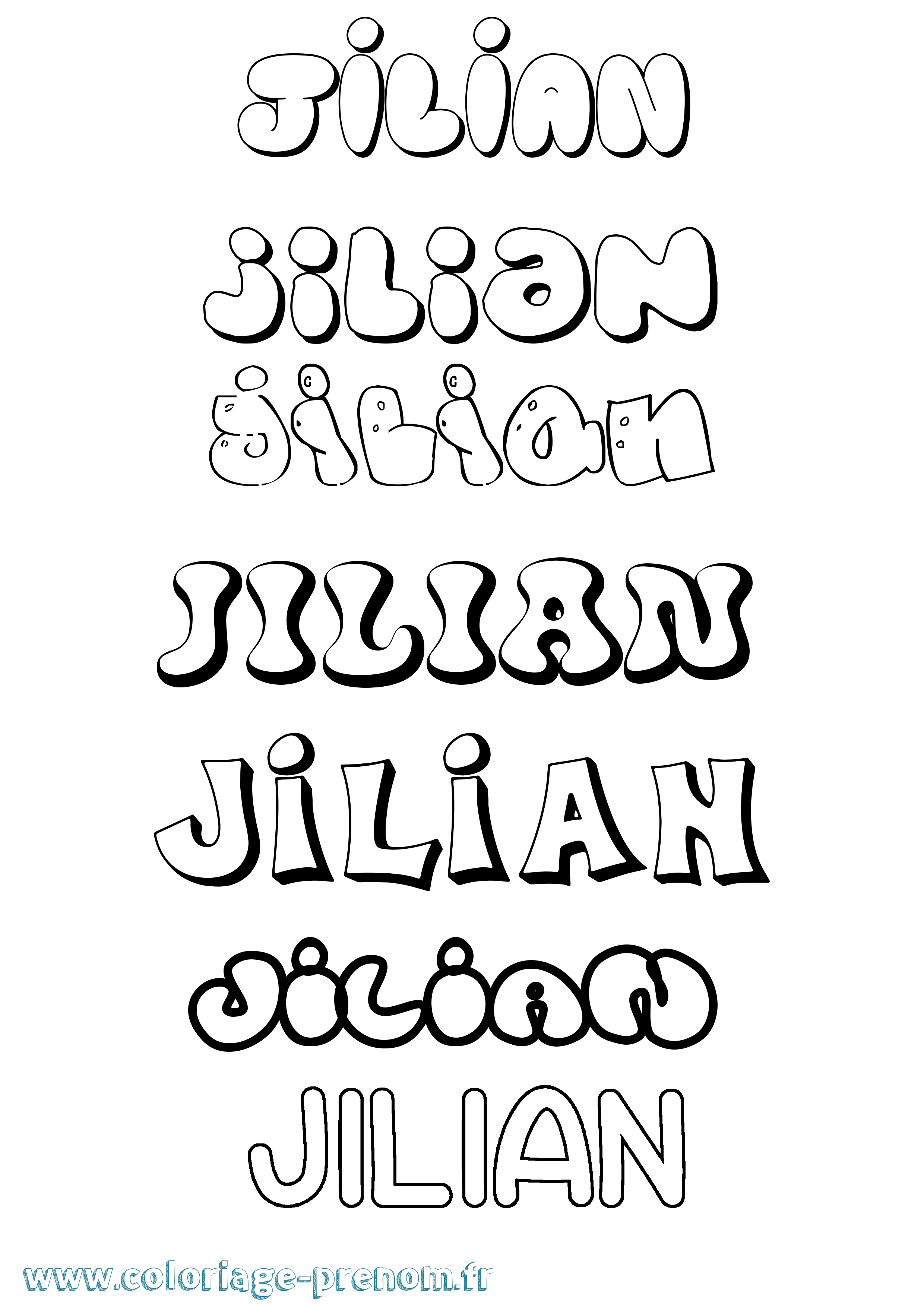 Coloriage Jilian Bubble Coloriage prénom Jilian Bubble