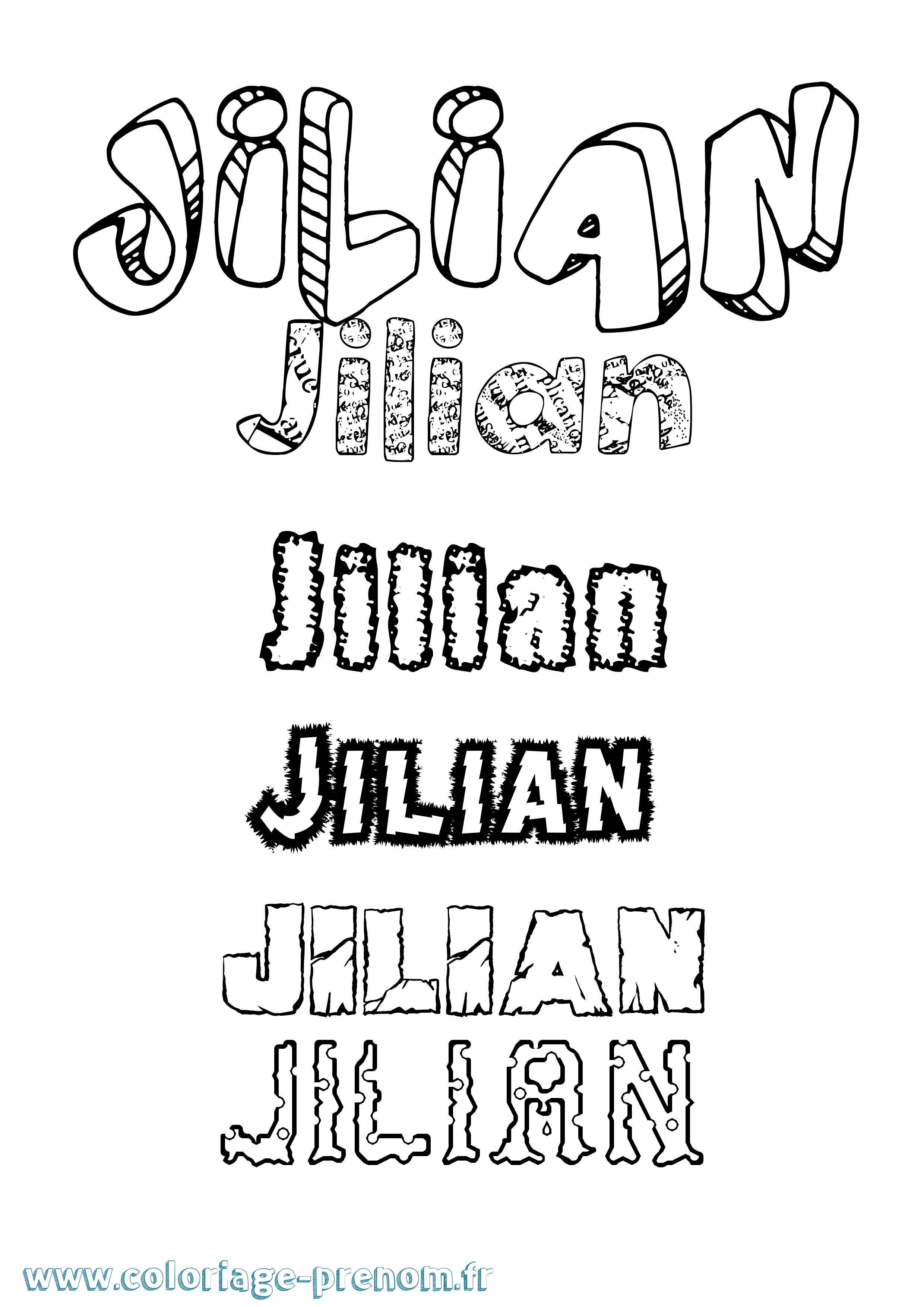 Coloriage Jilian Destructuré Coloriage prénom Jilian Destructuré