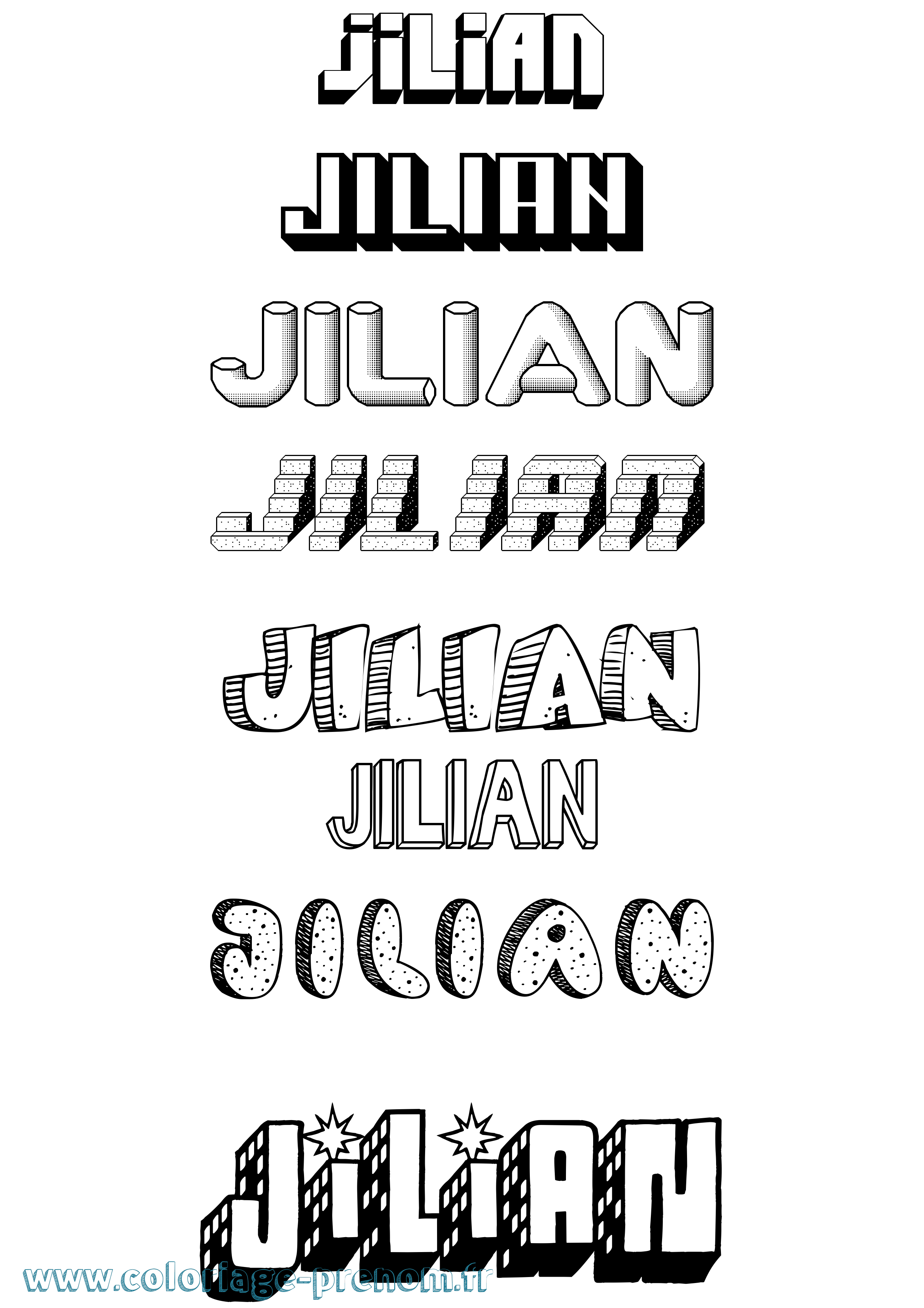 Coloriage Jilian Effet 3D Coloriage prénom Jilian Effet 3D