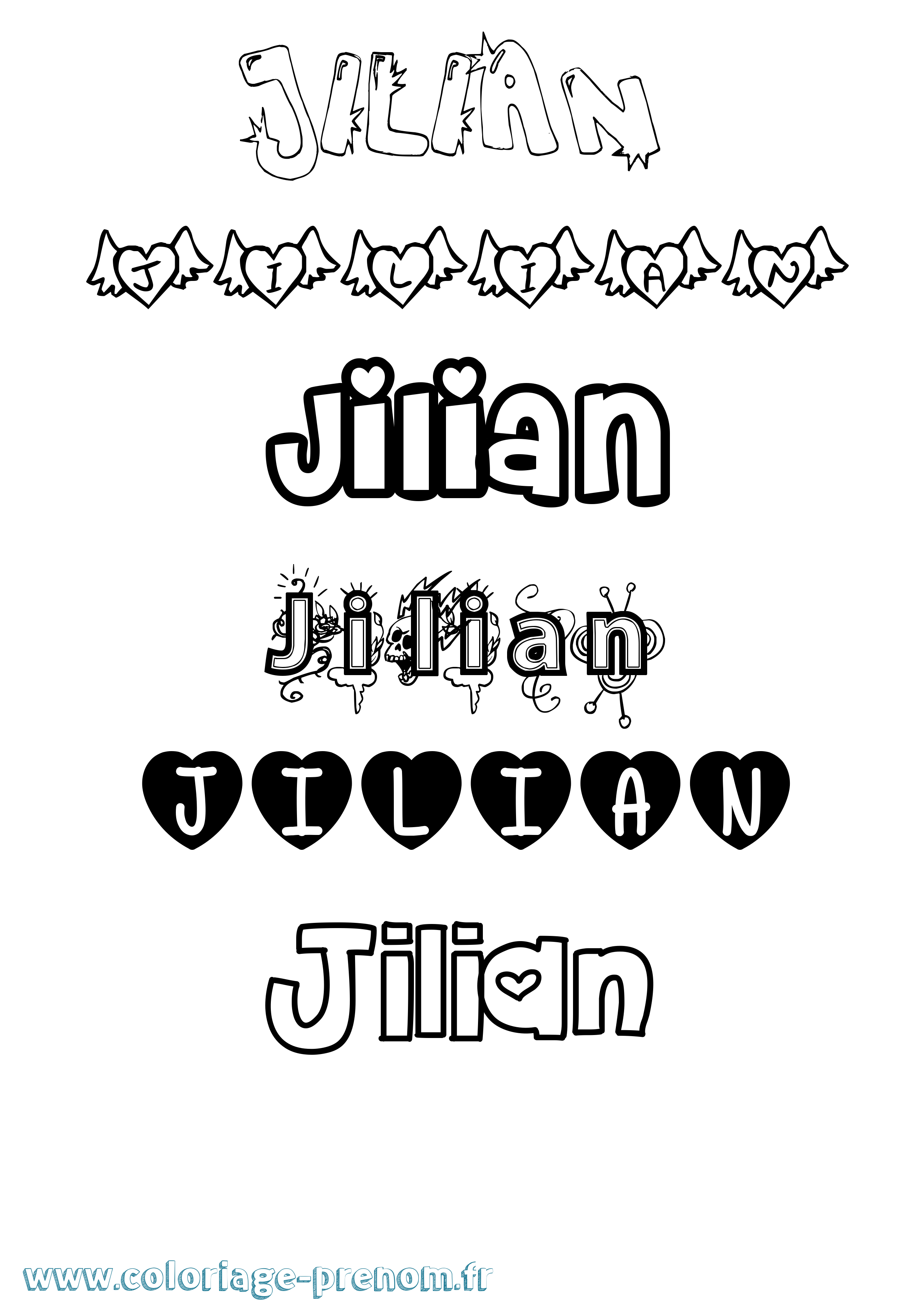 Coloriage Jilian Girly Coloriage prénom Jilian Girly