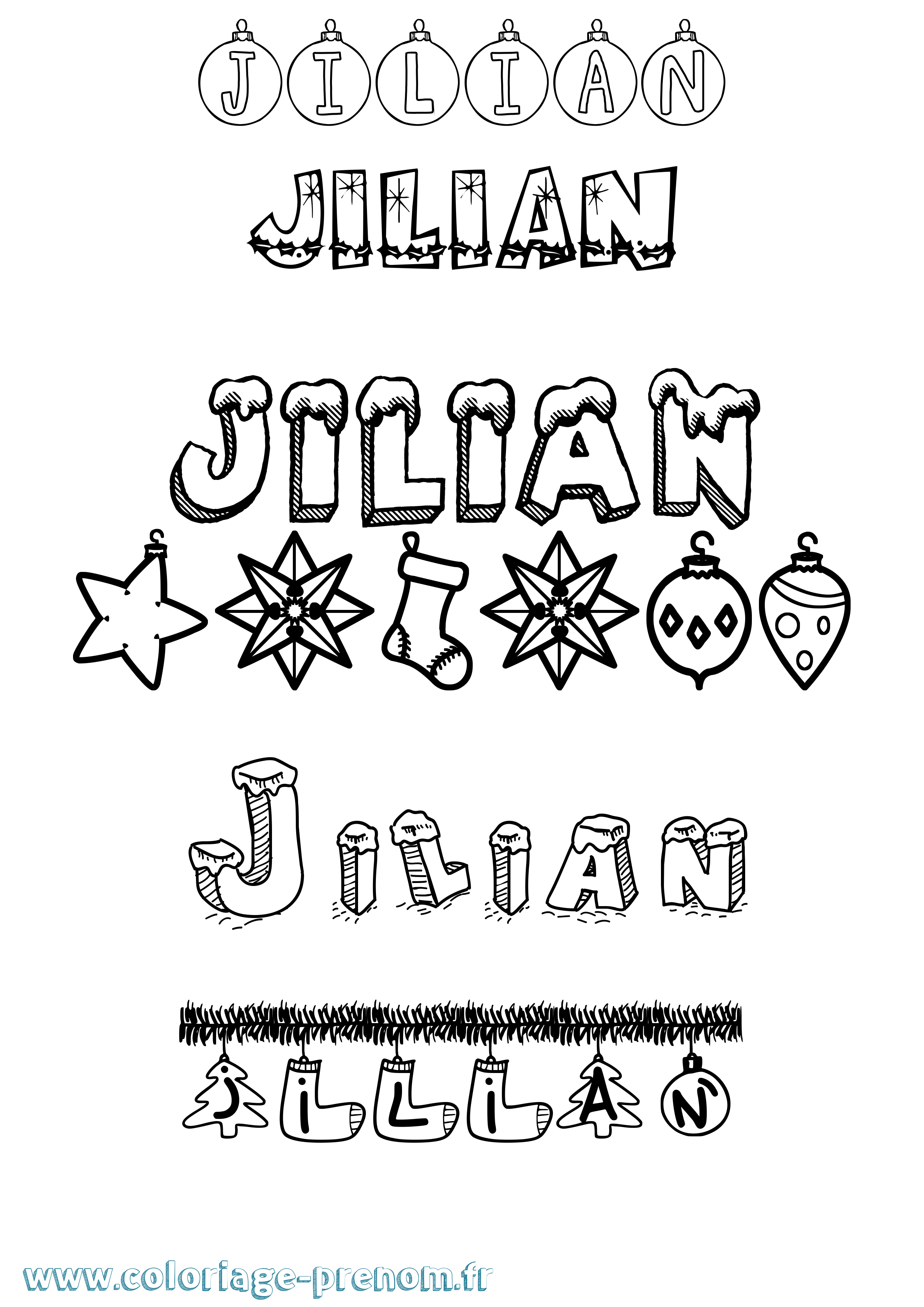 Coloriage Jilian Noël Coloriage prénom Jilian Noël