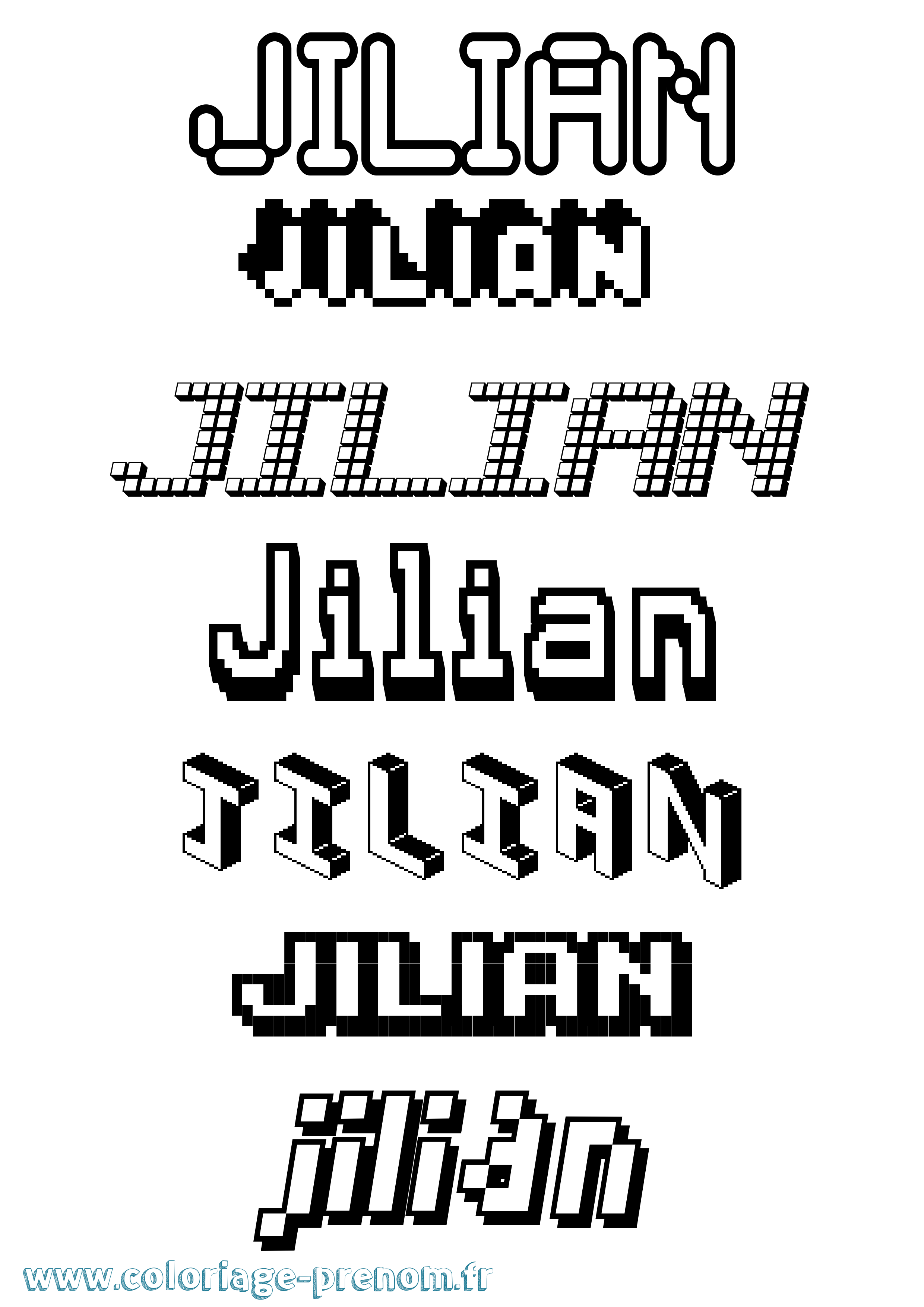 Coloriage Jilian Pixel Coloriage prénom Jilian Pixel