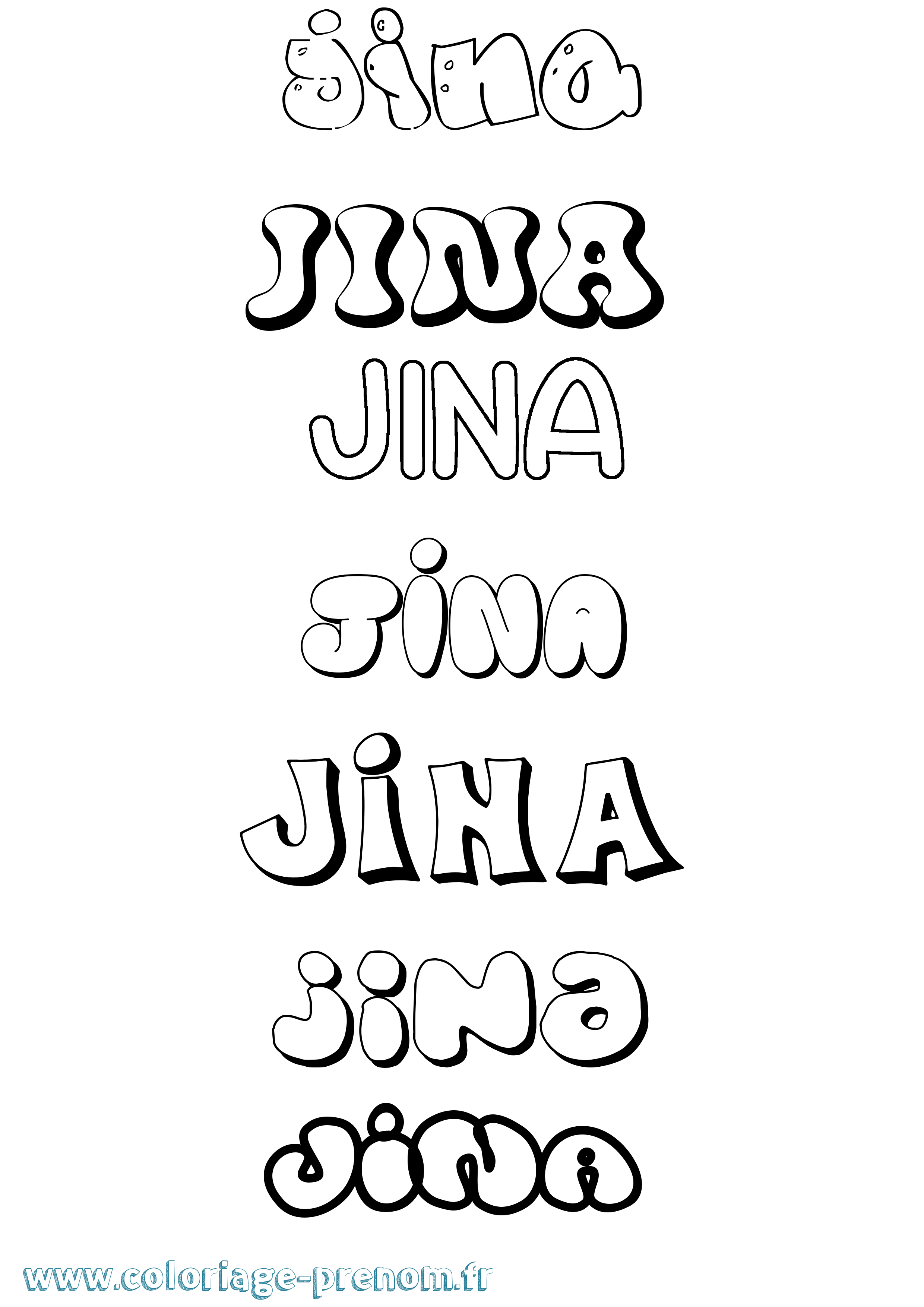 Coloriage Jina Bubble Coloriage prénom Jina Bubble