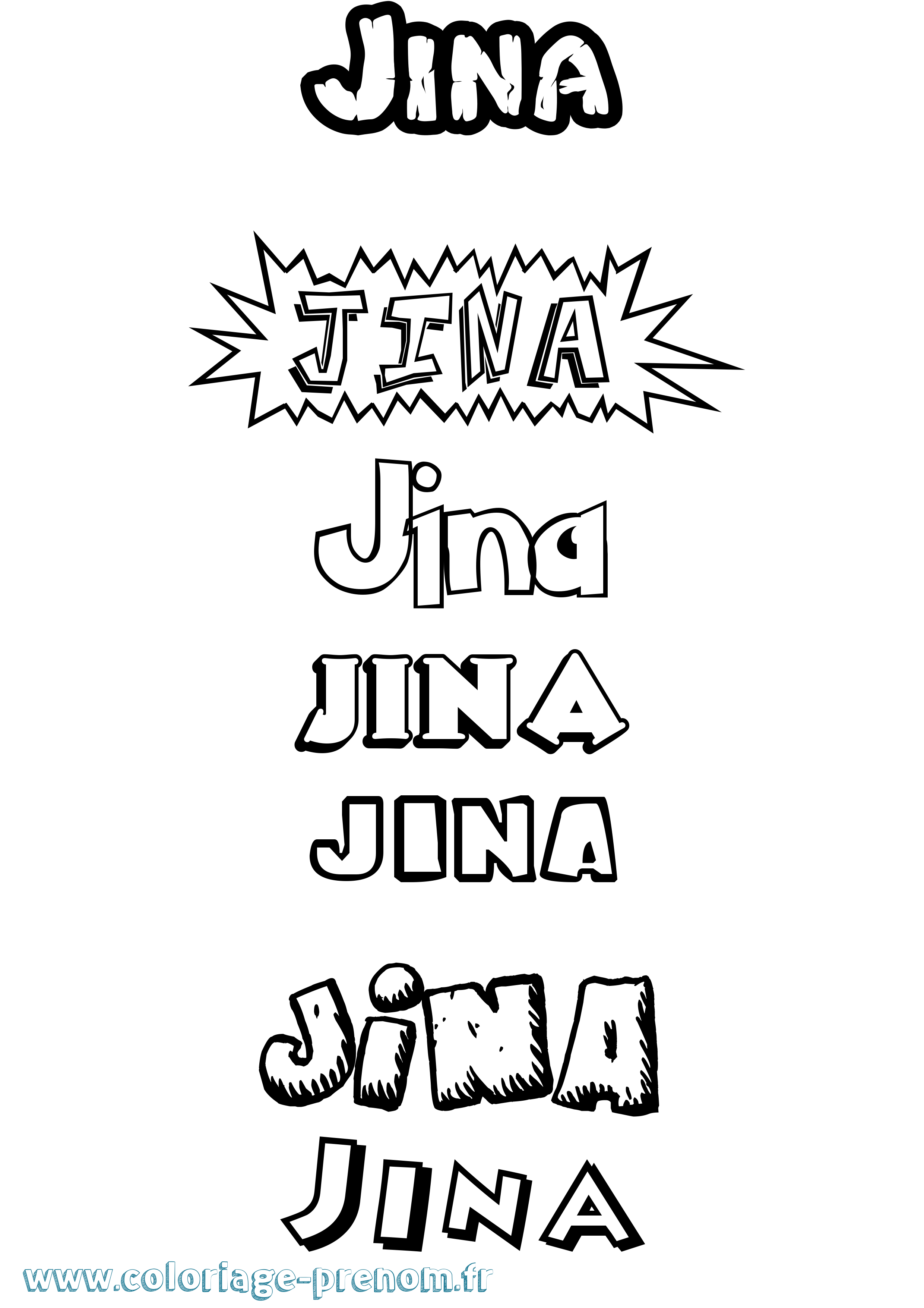 Coloriage Jina Dessin Animé Coloriage prénom Jina Dessin Animé