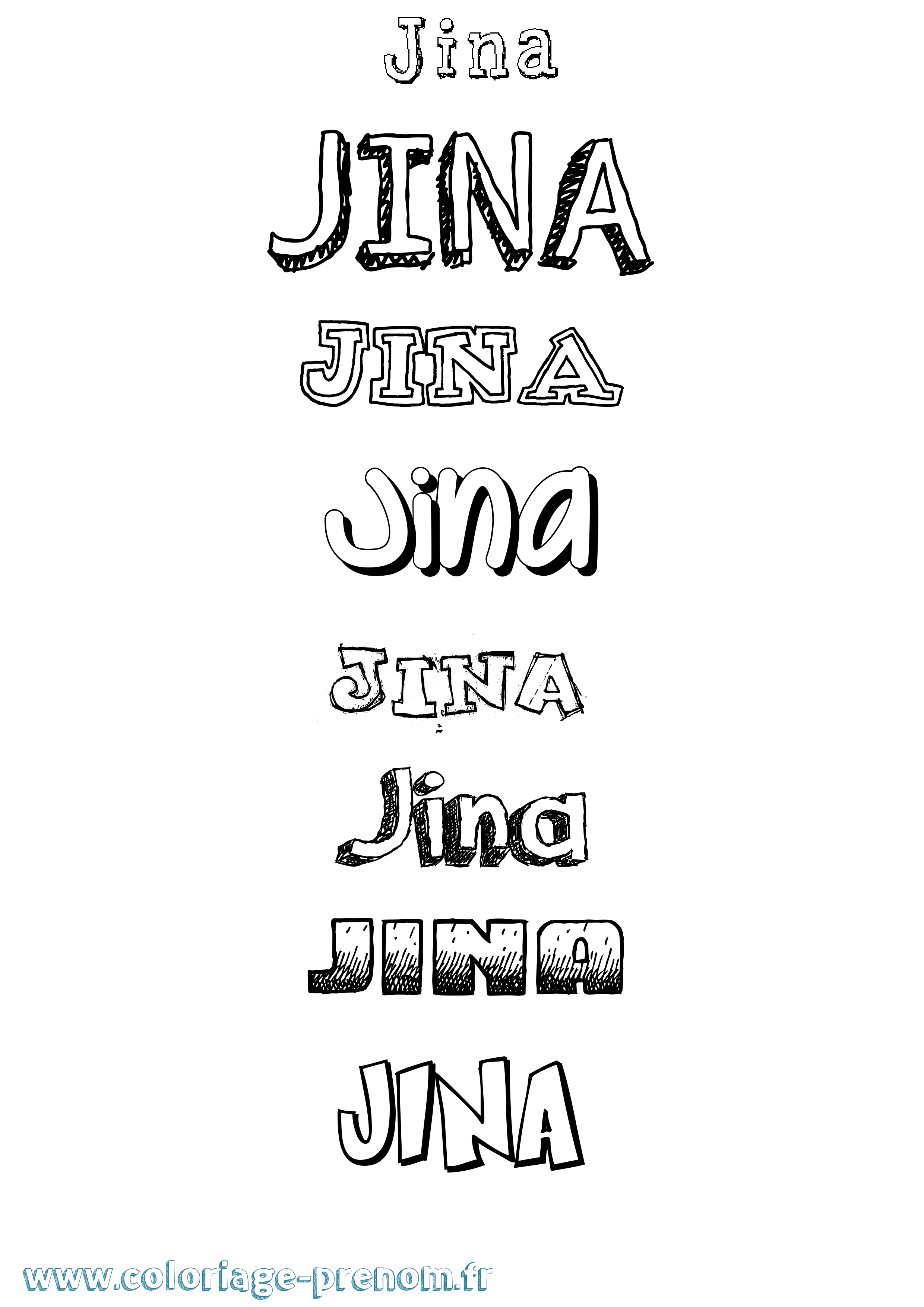 Coloriage Jina Dessiné Coloriage prénom Jina Dessiné