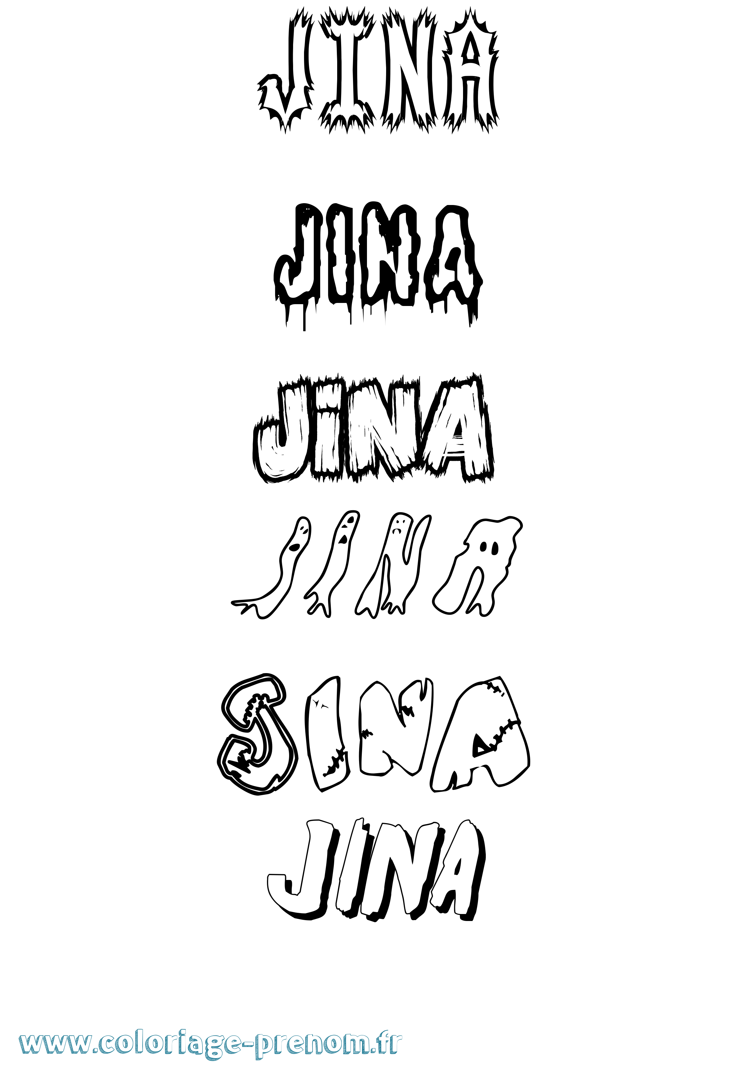 Coloriage Jina Frisson Coloriage prénom Jina Frisson