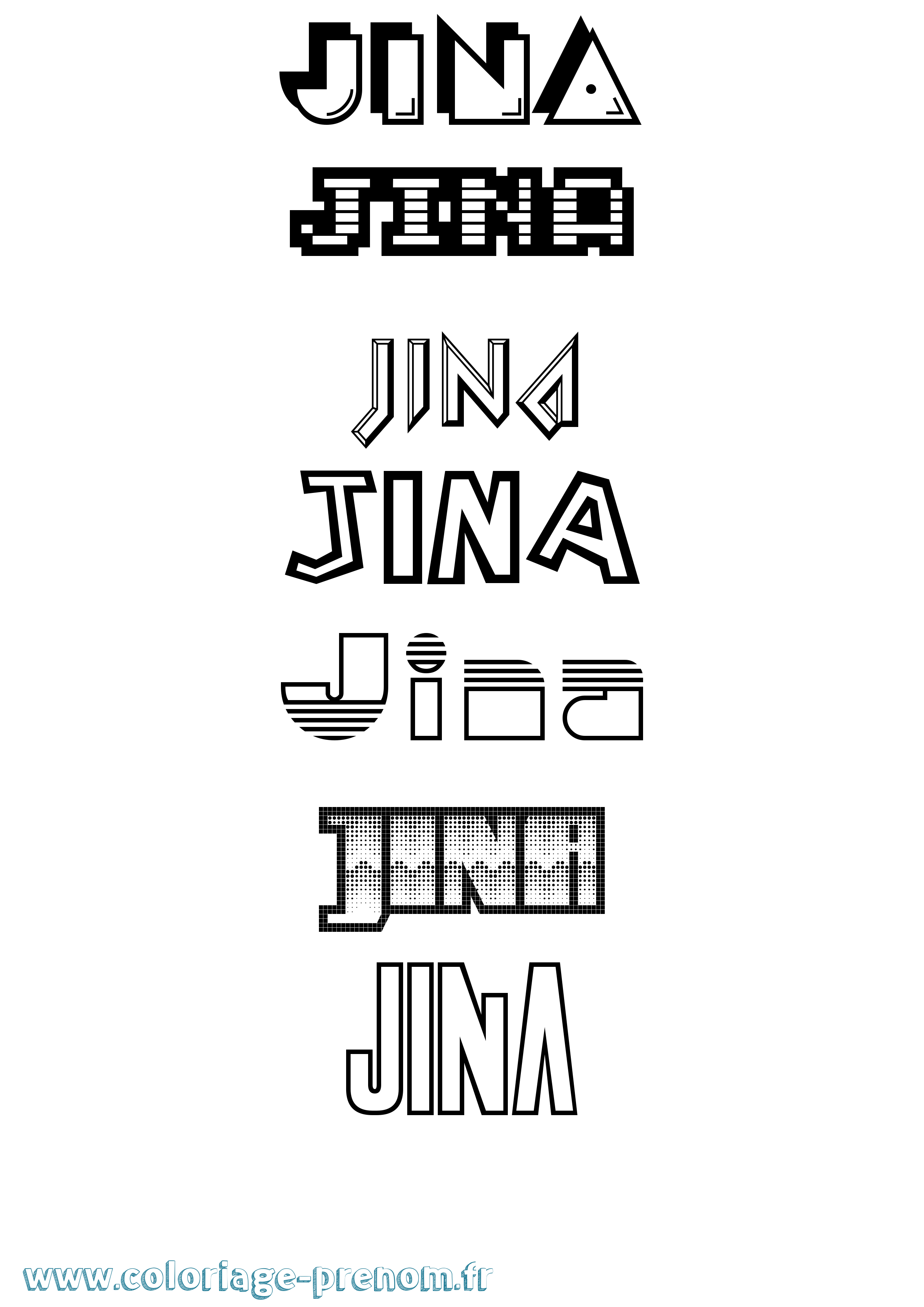 Coloriage Jina Jeux Vidéos Coloriage prénom Jina Jeux Vidéos
