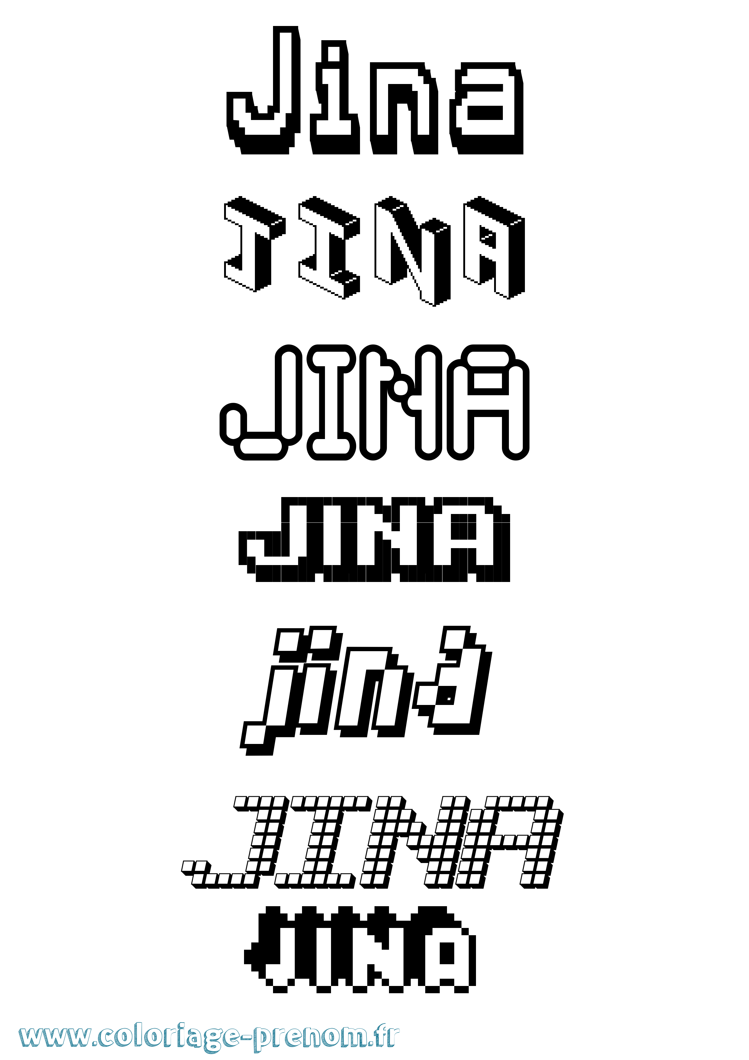 Coloriage Jina Pixel Coloriage prénom Jina Pixel