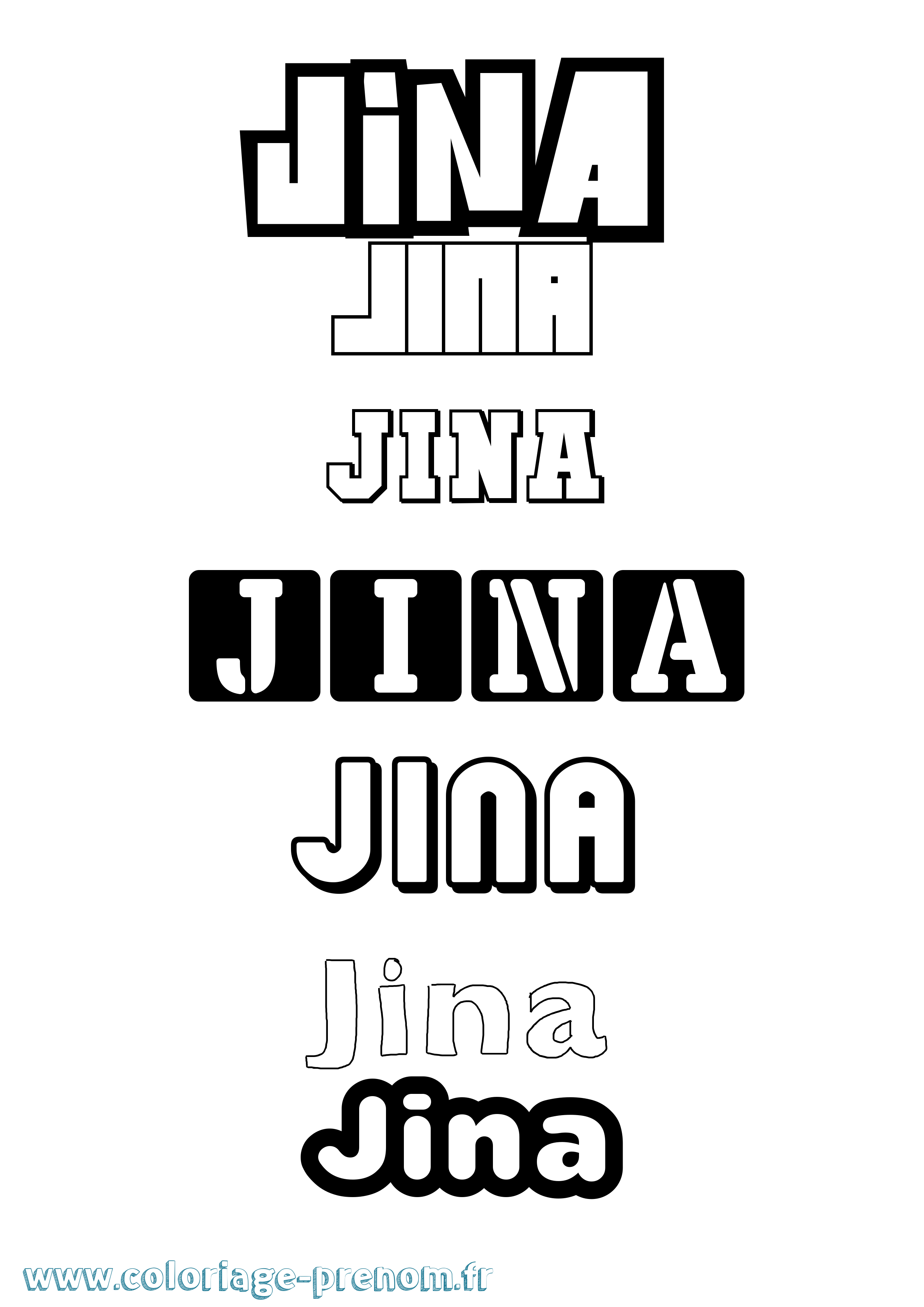 Coloriage Jina Simple Coloriage prénom Jina Simple