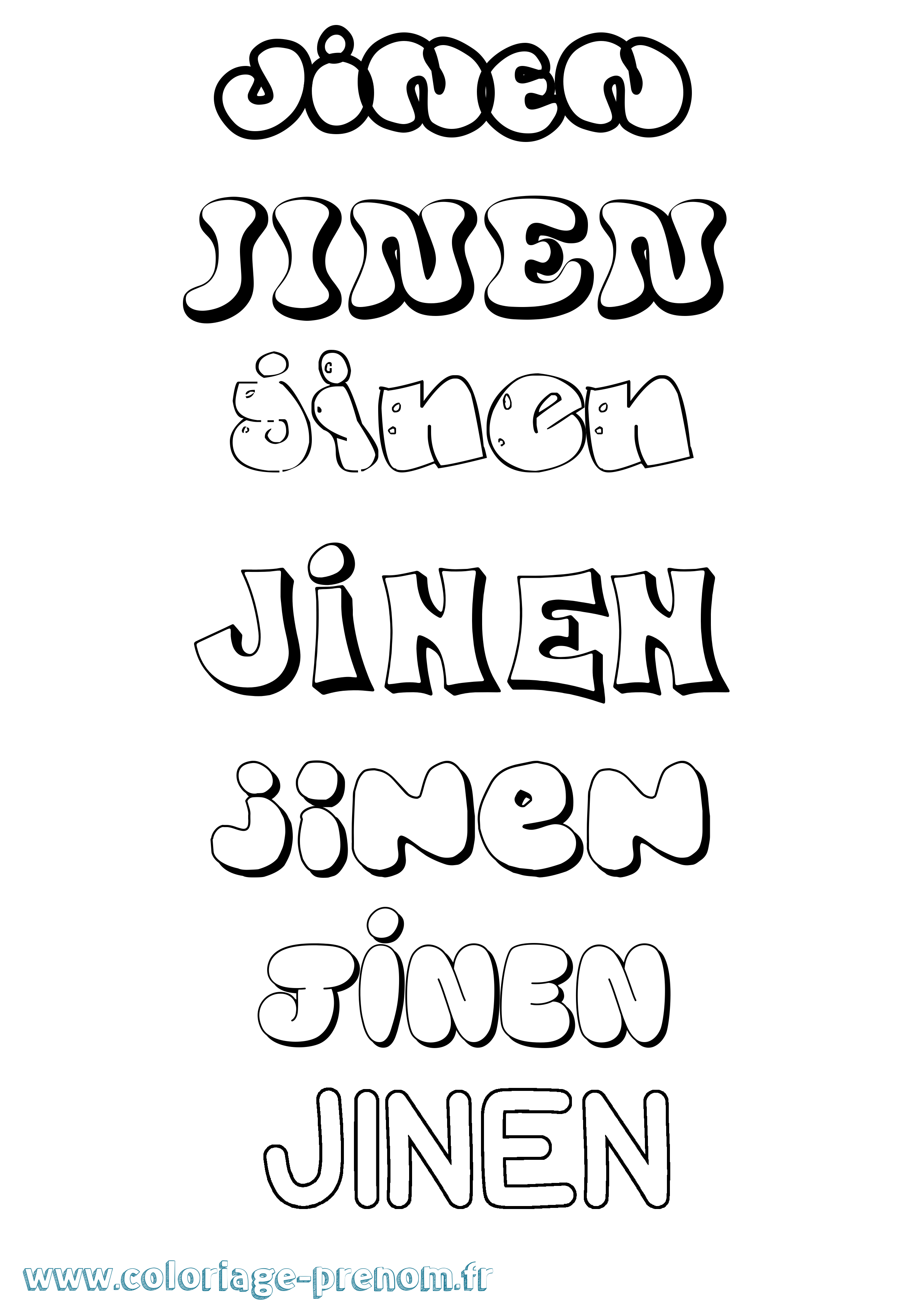 Coloriage Jinen Bubble Coloriage prénom Jinen Bubble