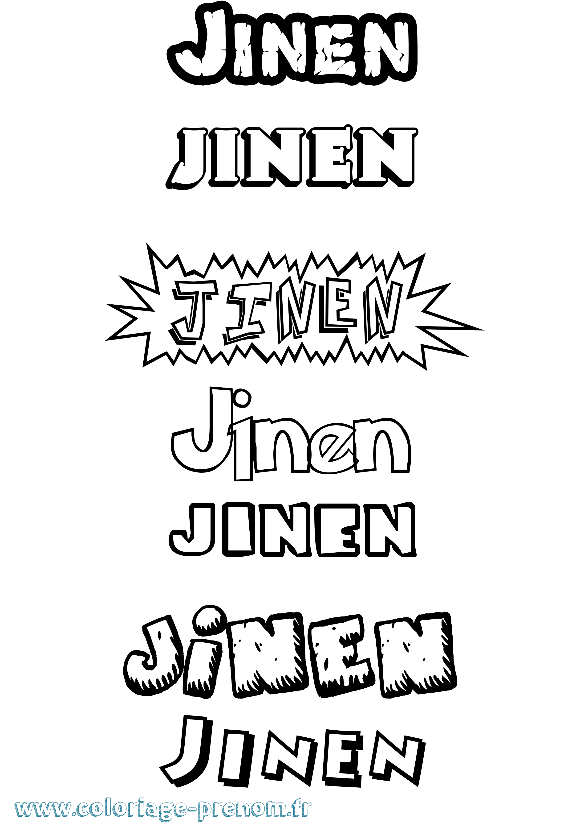 Coloriage Jinen Dessin Animé Coloriage prénom Jinen Dessin Animé