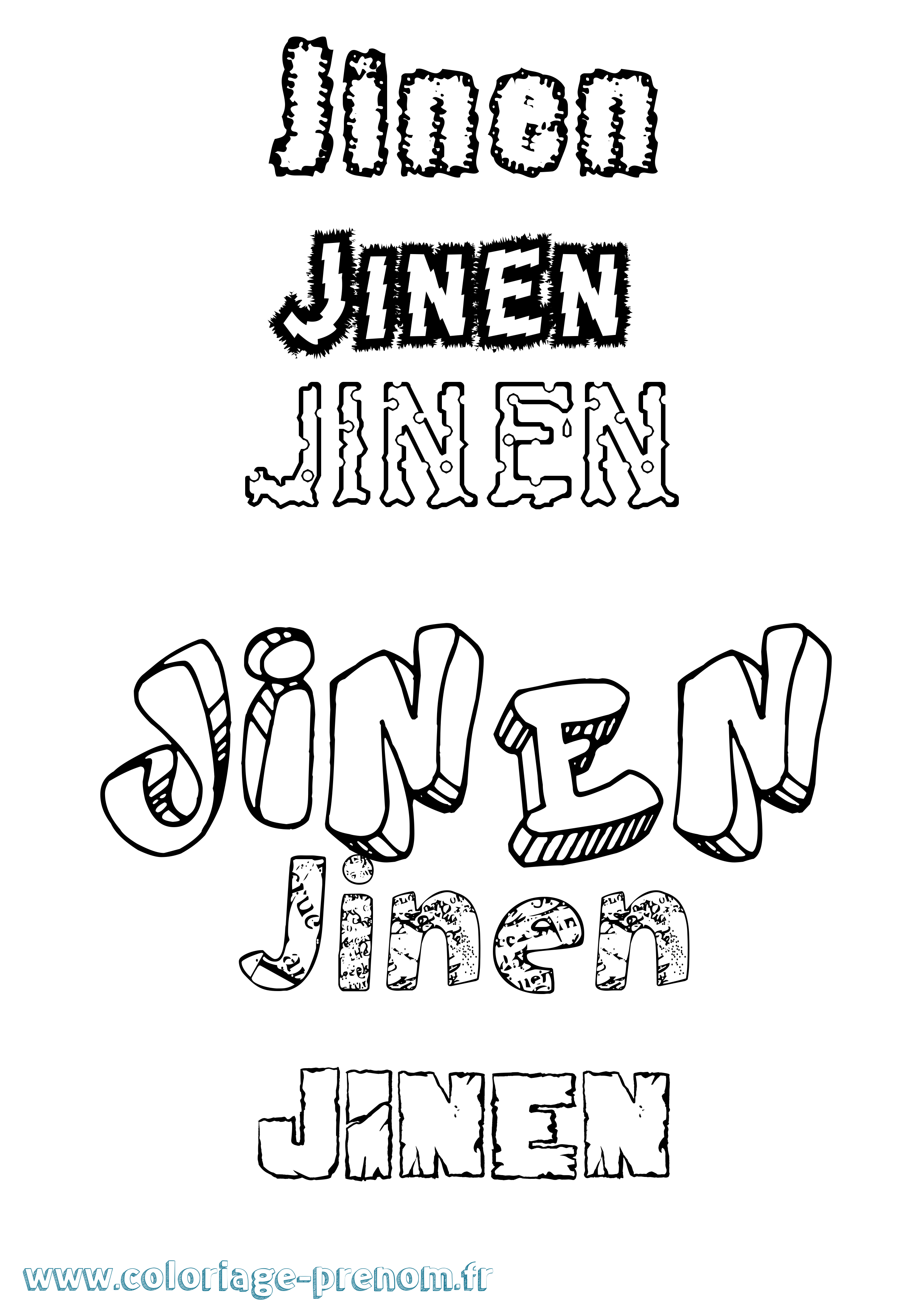 Coloriage Jinen Destructuré Coloriage prénom Jinen Destructuré
