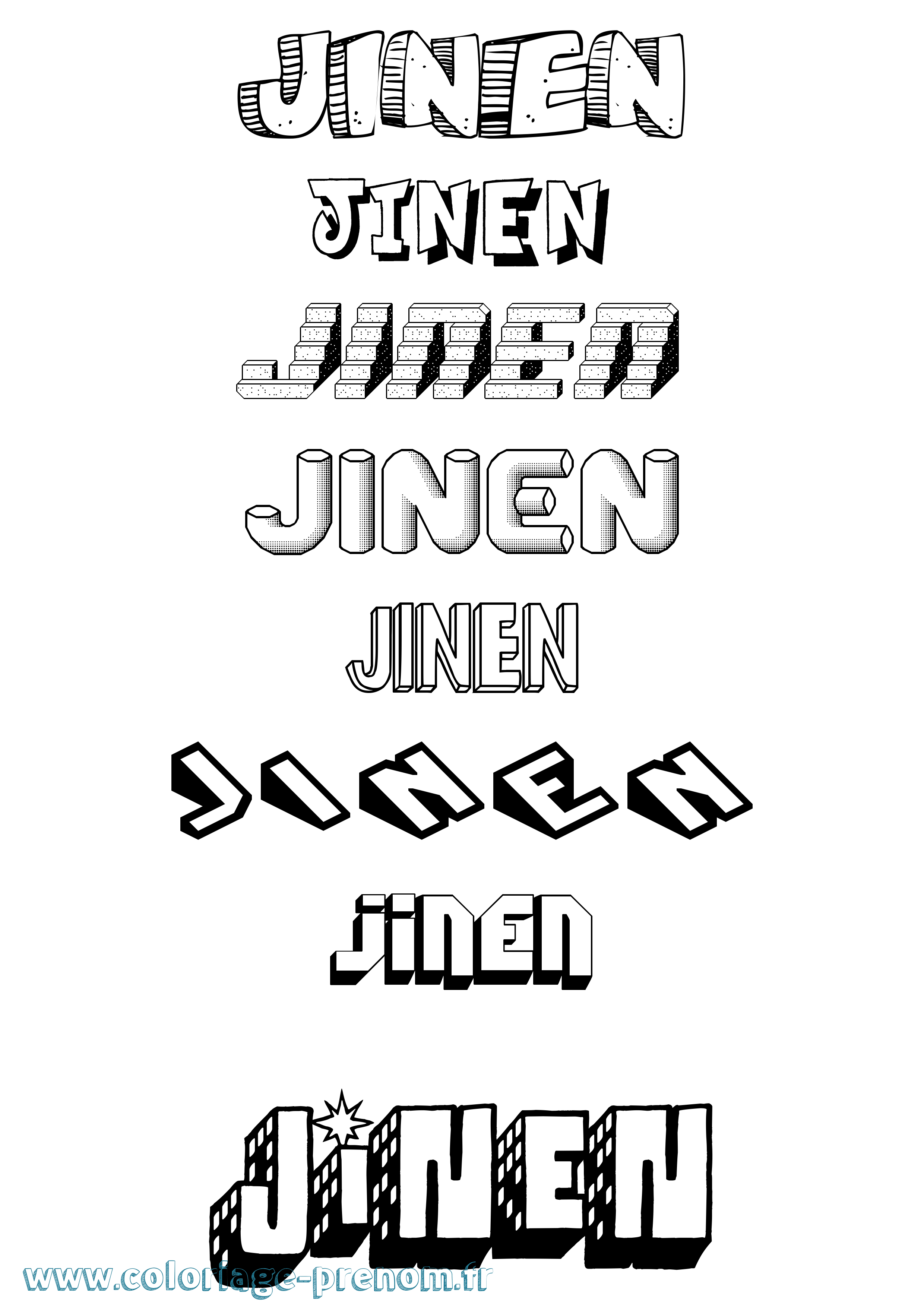Coloriage Jinen Effet 3D Coloriage prénom Jinen Effet 3D