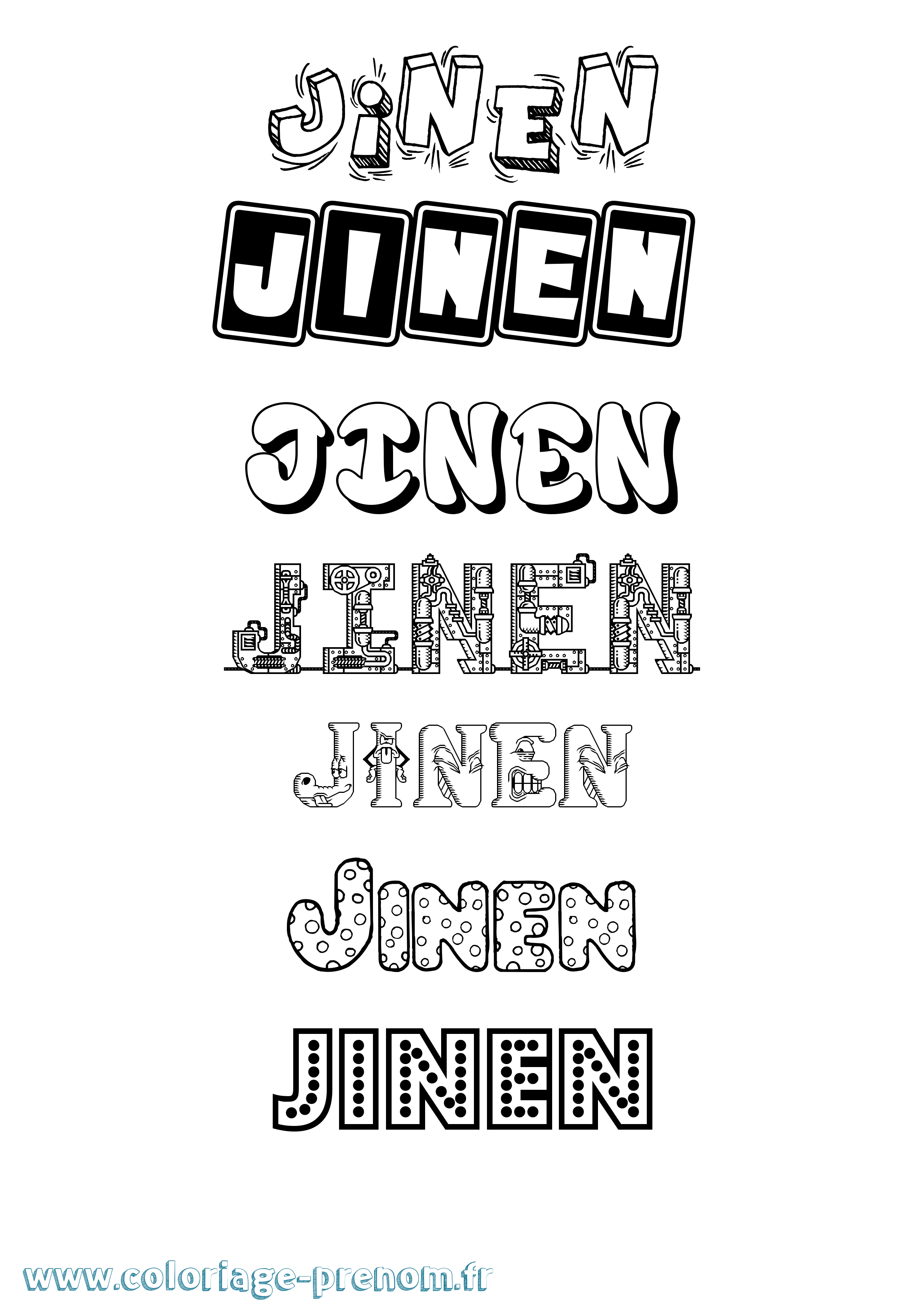 Coloriage Jinen Fun Coloriage prénom Jinen Fun