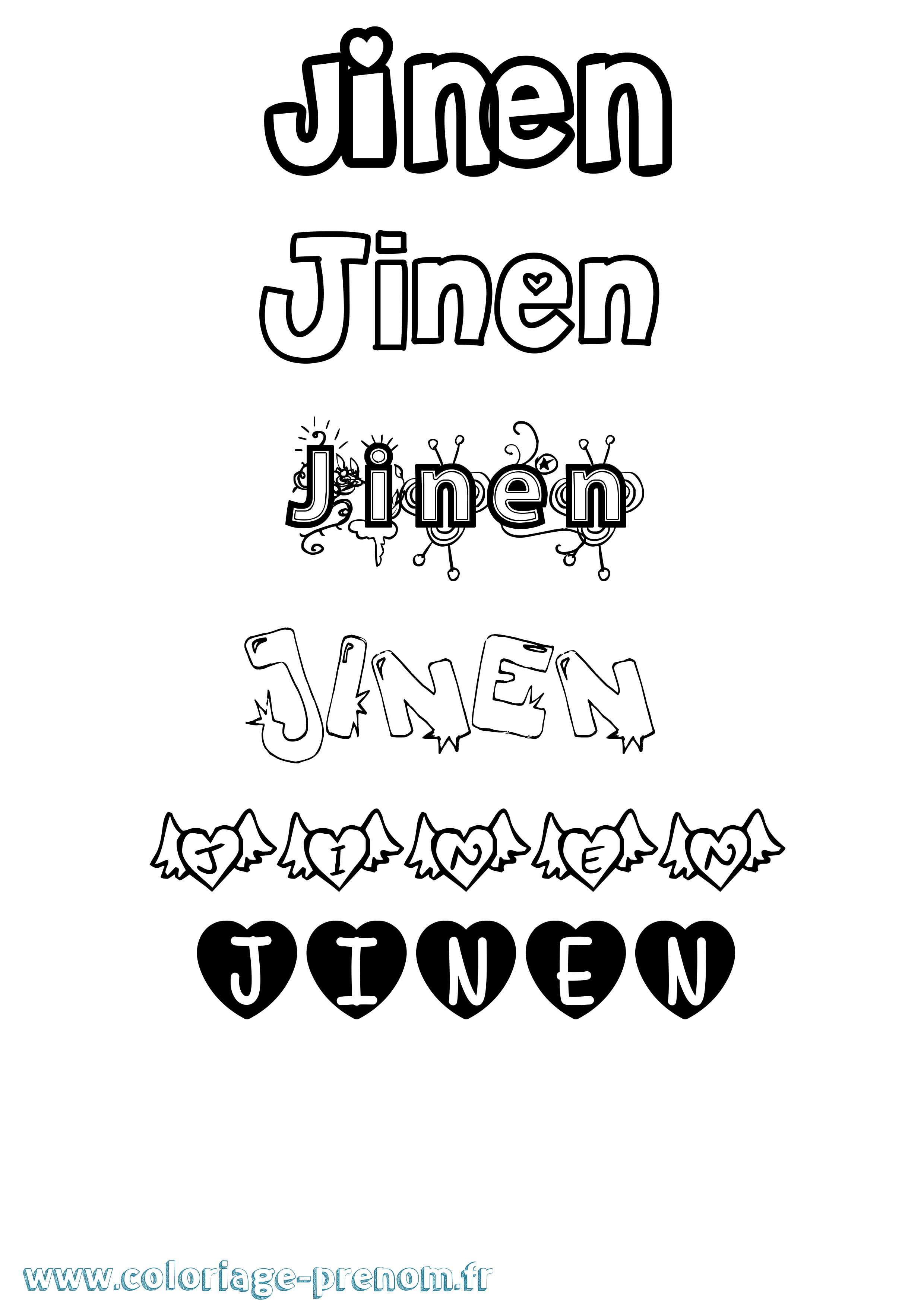 Coloriage Jinen Girly Coloriage prénom Jinen Girly