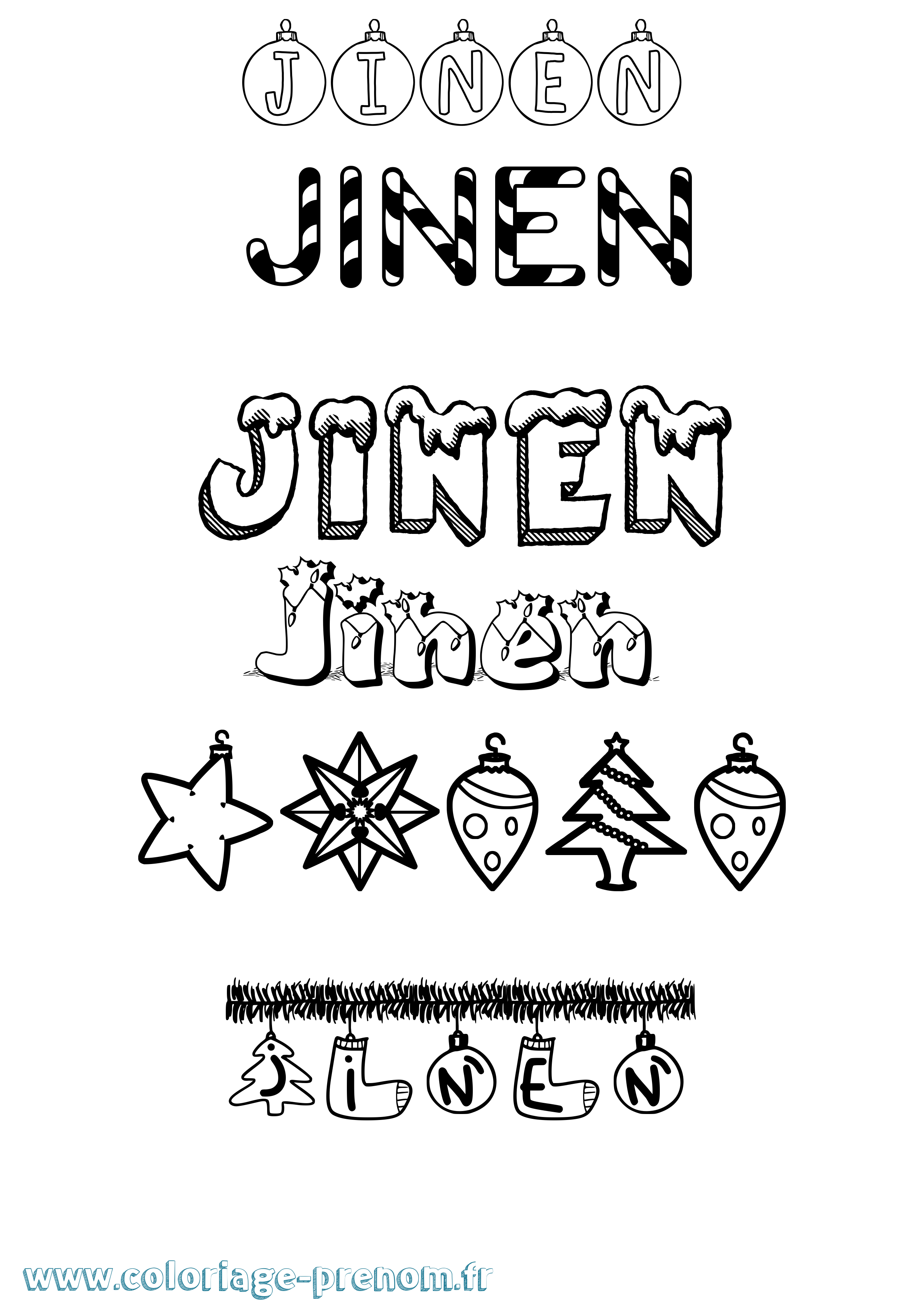 Coloriage Jinen Noël Coloriage prénom Jinen Noël