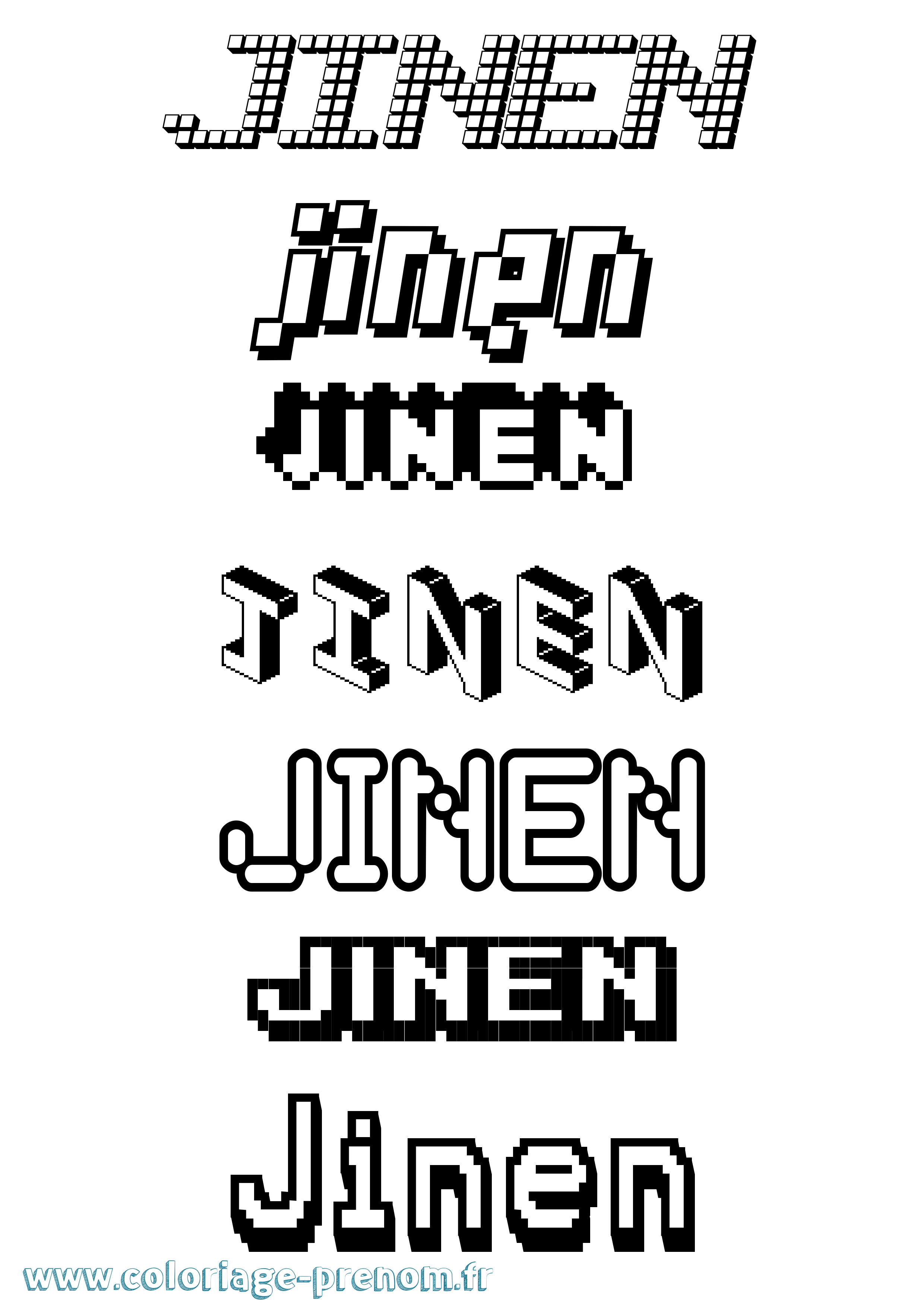 Coloriage Jinen Pixel Coloriage prénom Jinen Pixel
