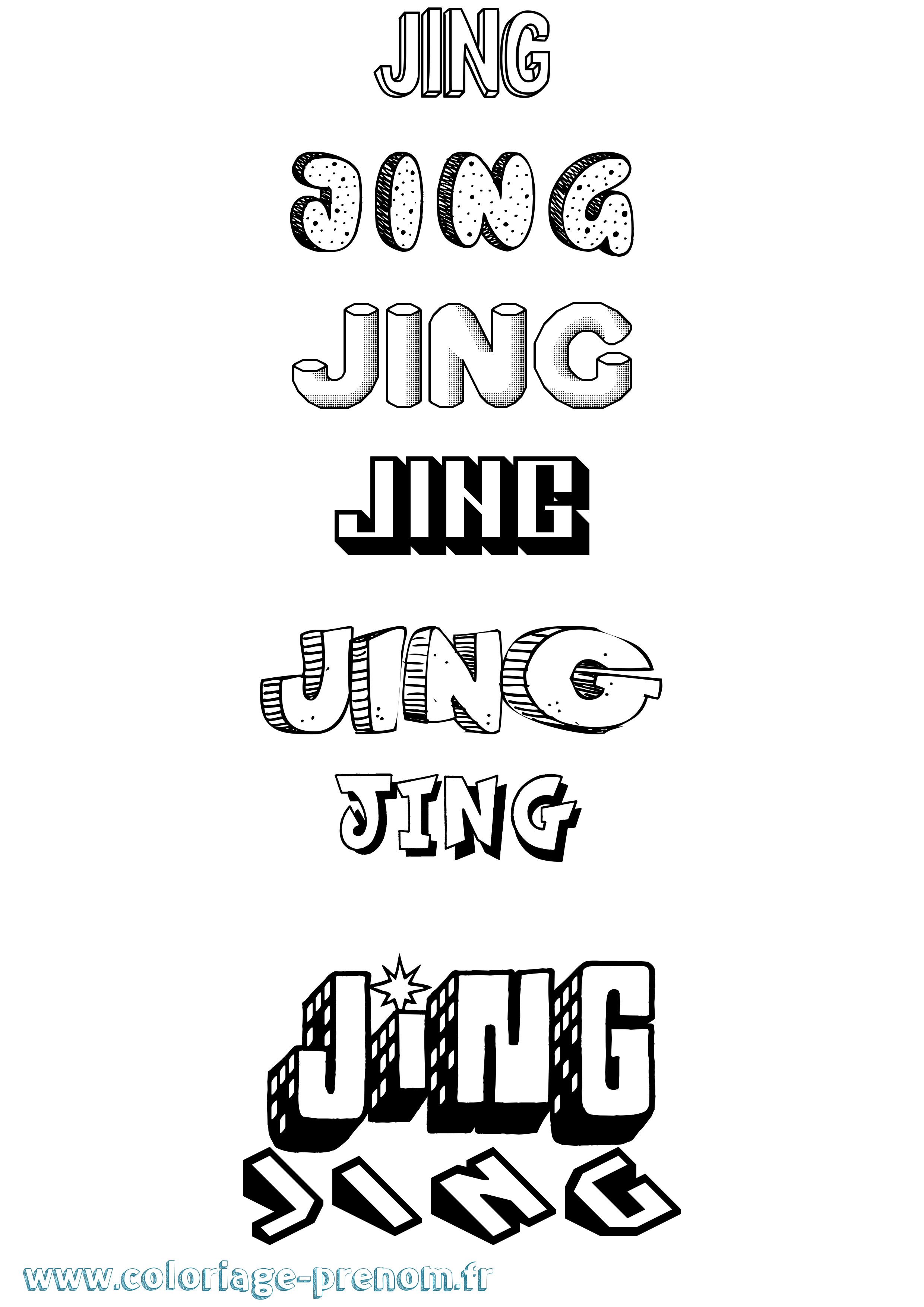 Coloriage Jing Effet 3D Coloriage prénom Jing Effet 3D