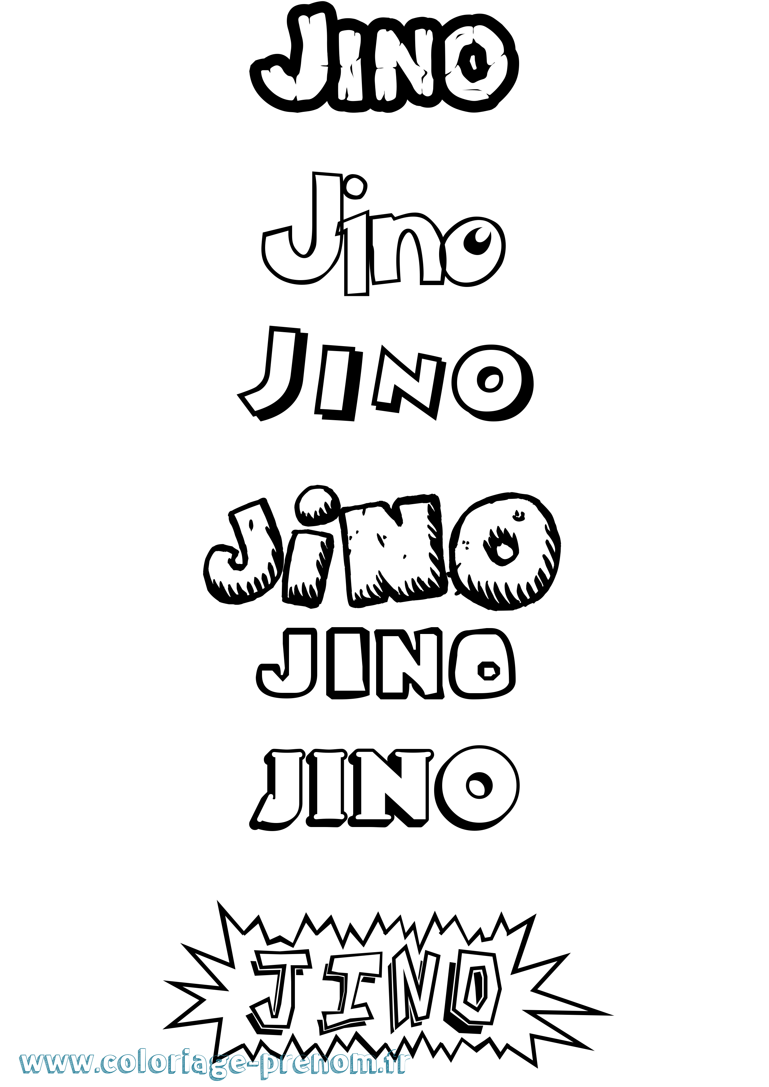 Coloriage Jino Dessin Animé Coloriage prénom Jino Dessin Animé