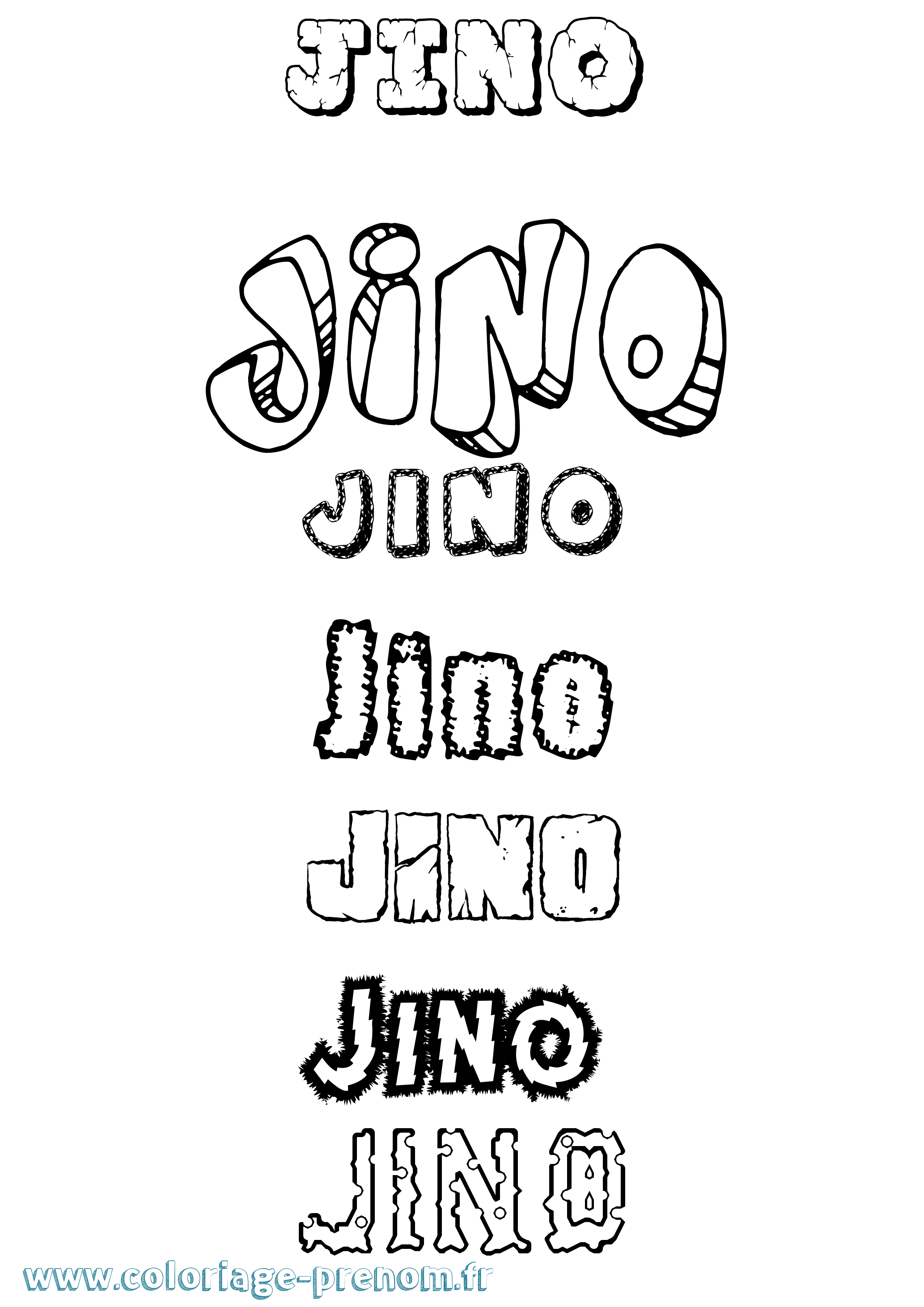 Coloriage Jino Destructuré Coloriage prénom Jino Destructuré