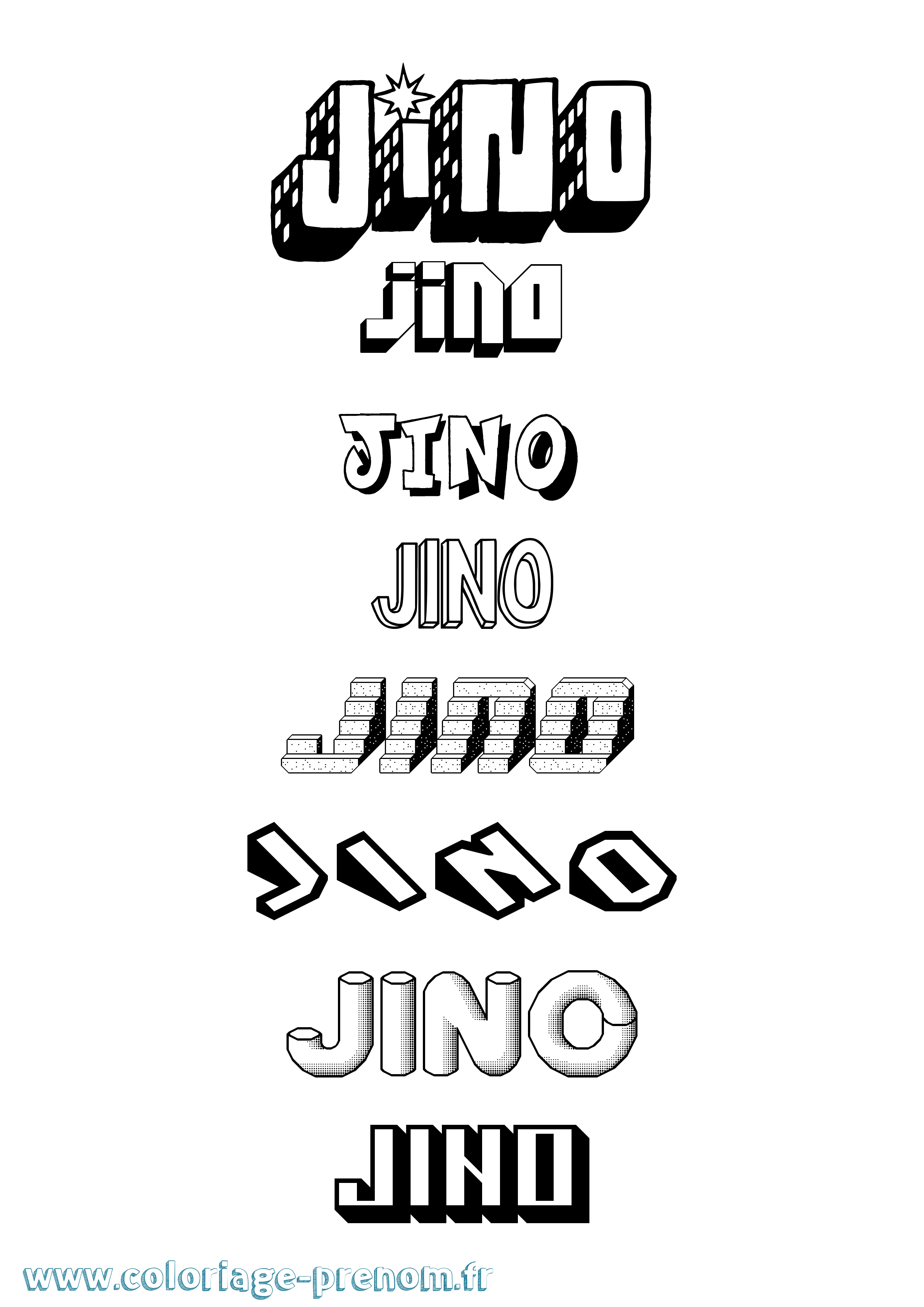 Coloriage Jino Effet 3D Coloriage prénom Jino Effet 3D