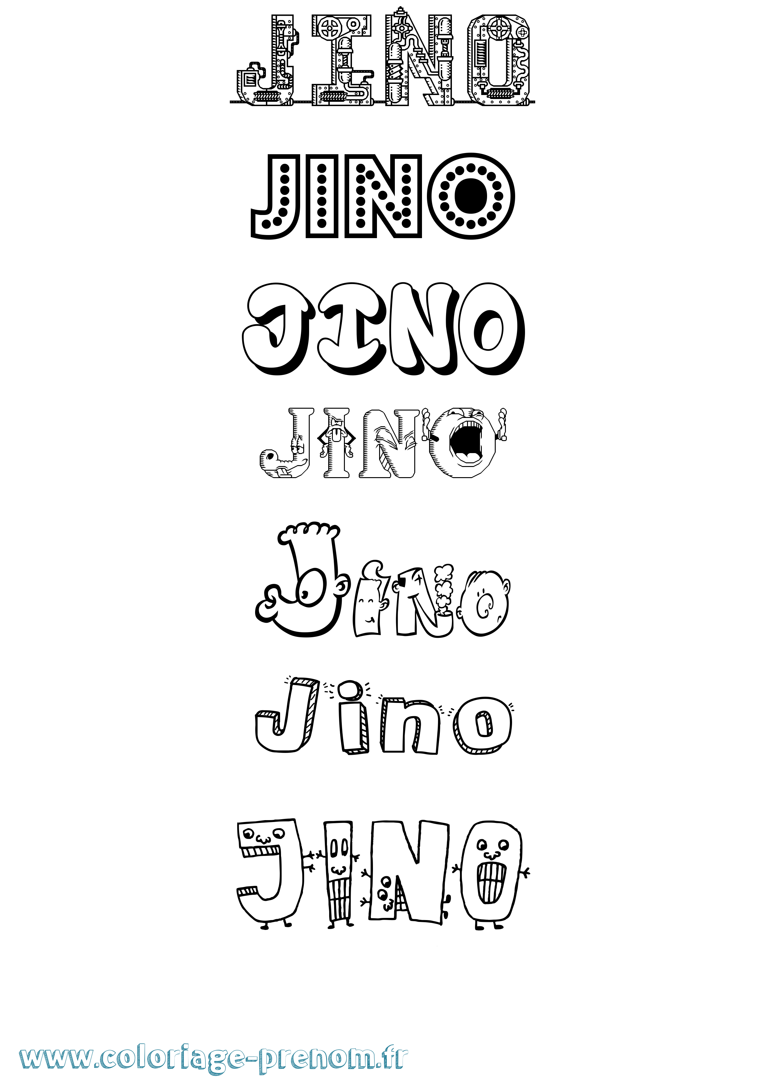 Coloriage Jino Fun Coloriage prénom Jino Fun