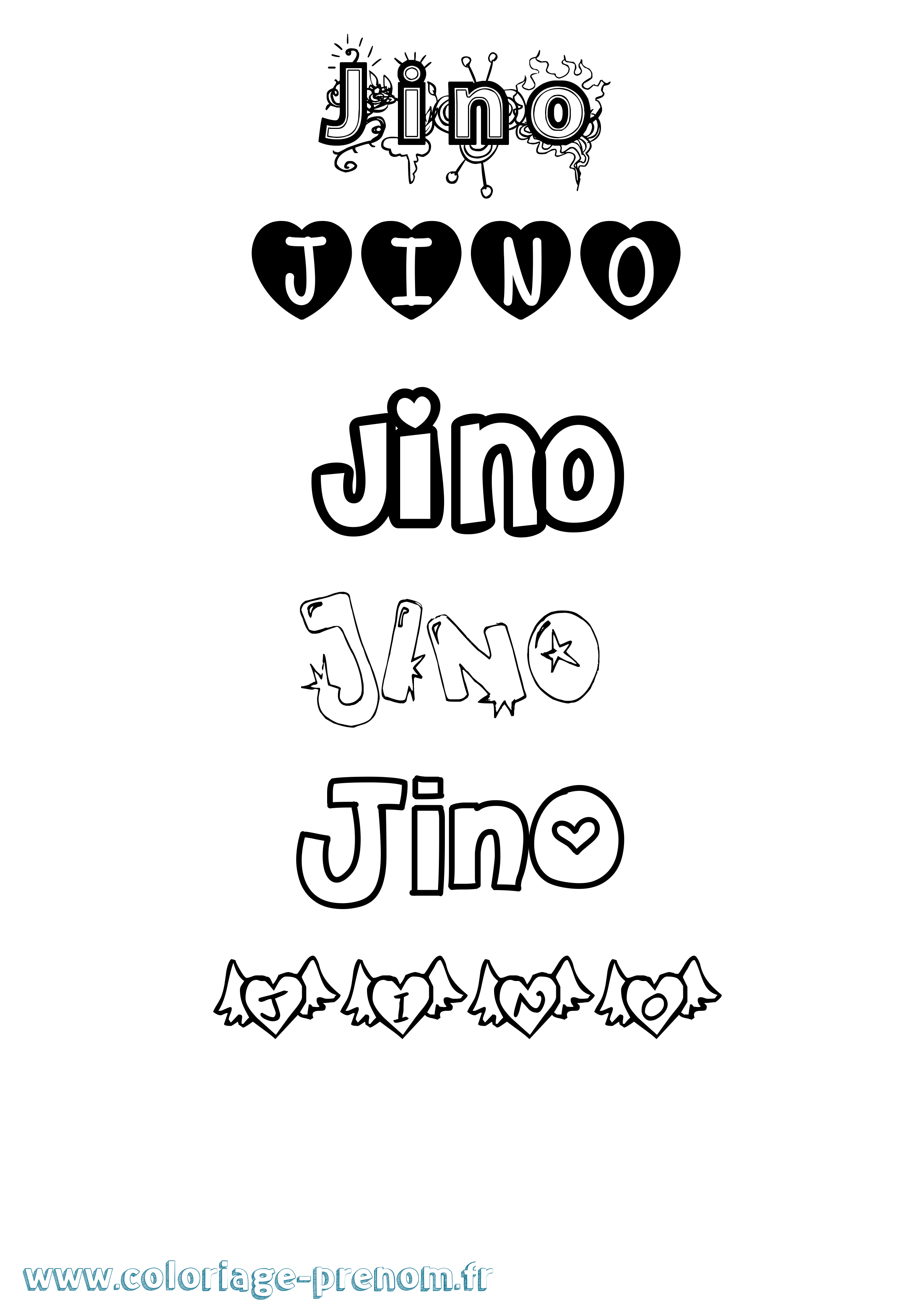 Coloriage Jino Girly Coloriage prénom Jino Girly
