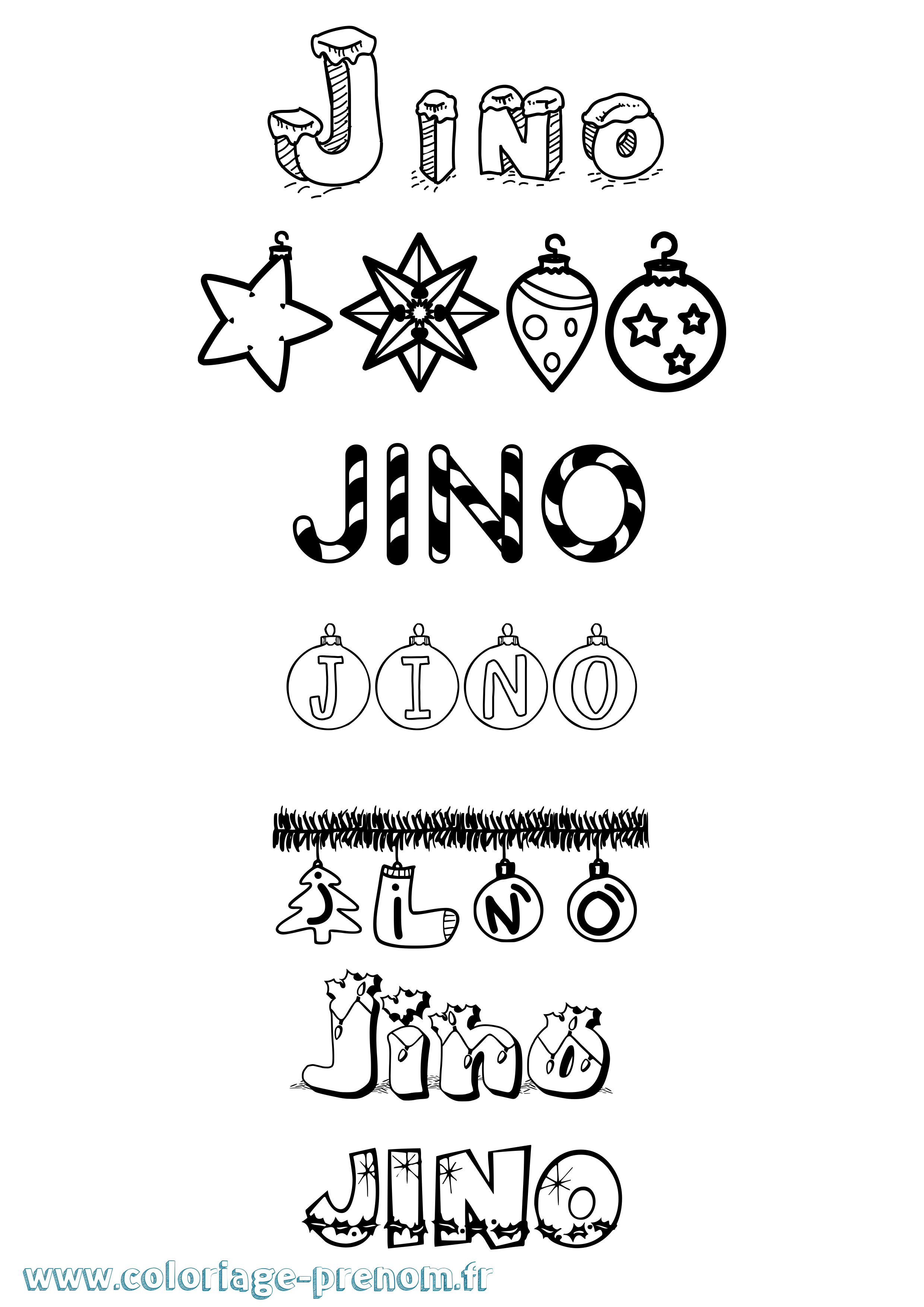 Coloriage Jino Noël Coloriage prénom Jino Noël