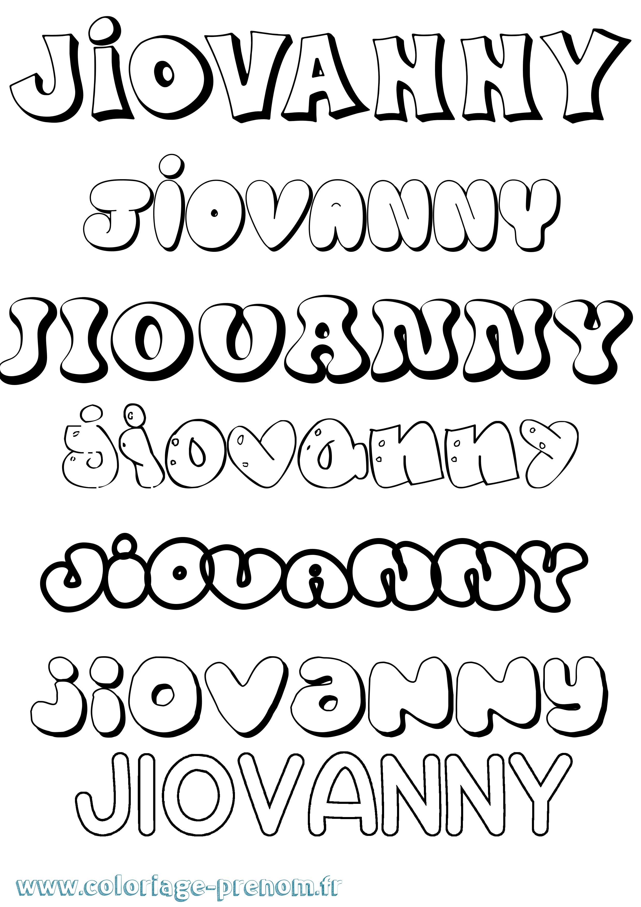 Coloriage Jiovanny Bubble Coloriage prénom Jiovanny Bubble