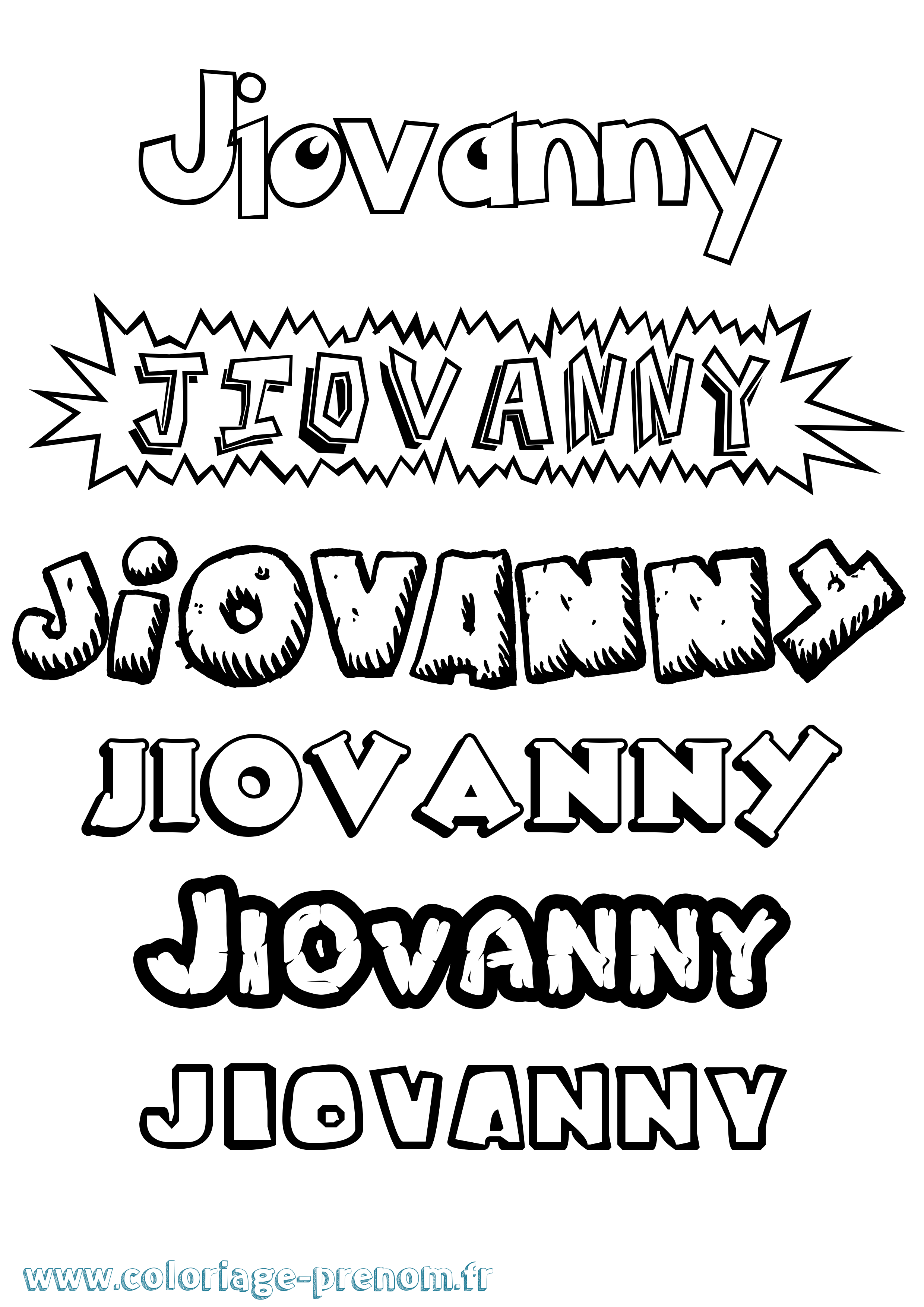 Coloriage Jiovanny Dessin Animé Coloriage prénom Jiovanny Dessin Animé