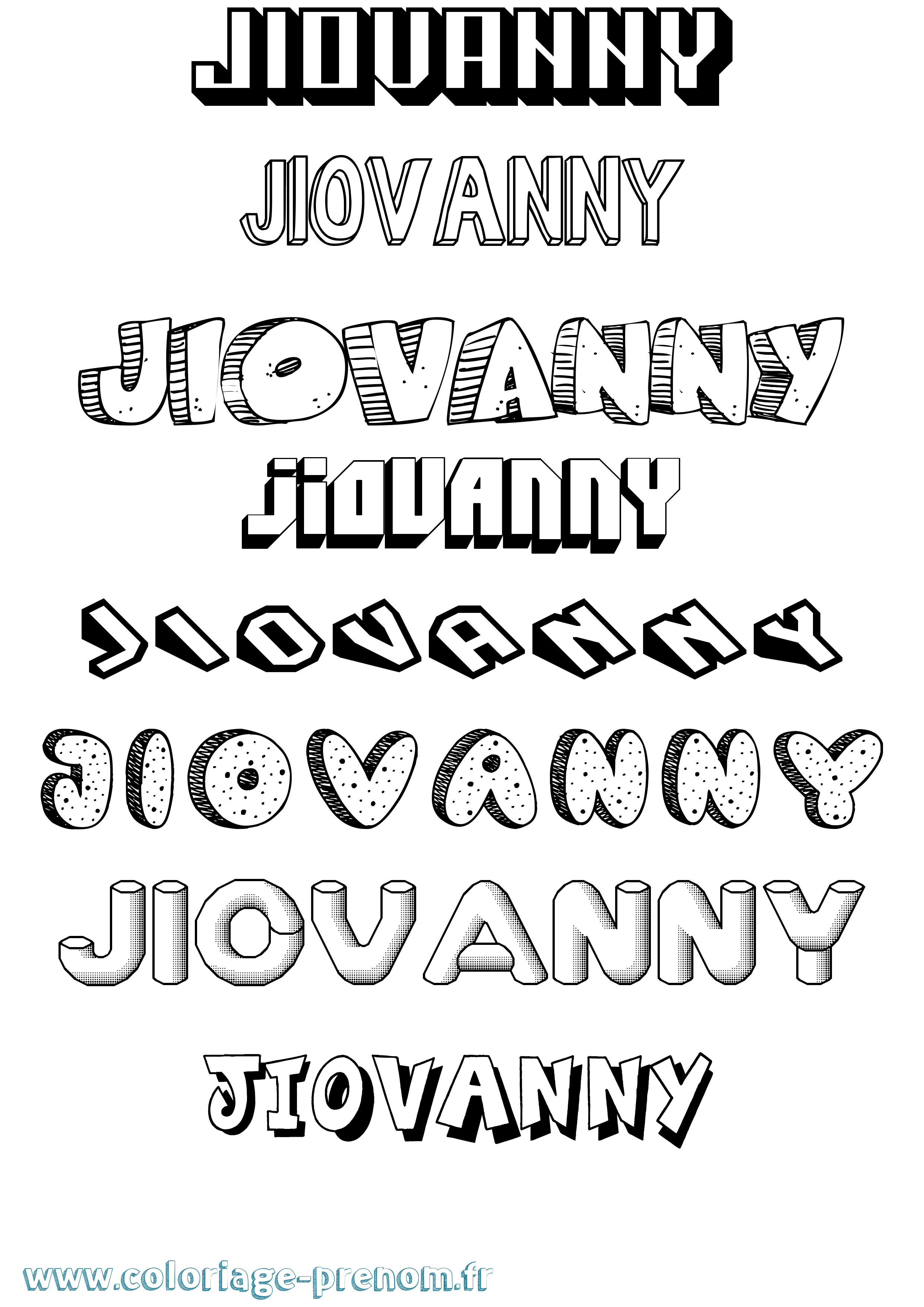Coloriage Jiovanny Effet 3D Coloriage prénom Jiovanny Effet 3D