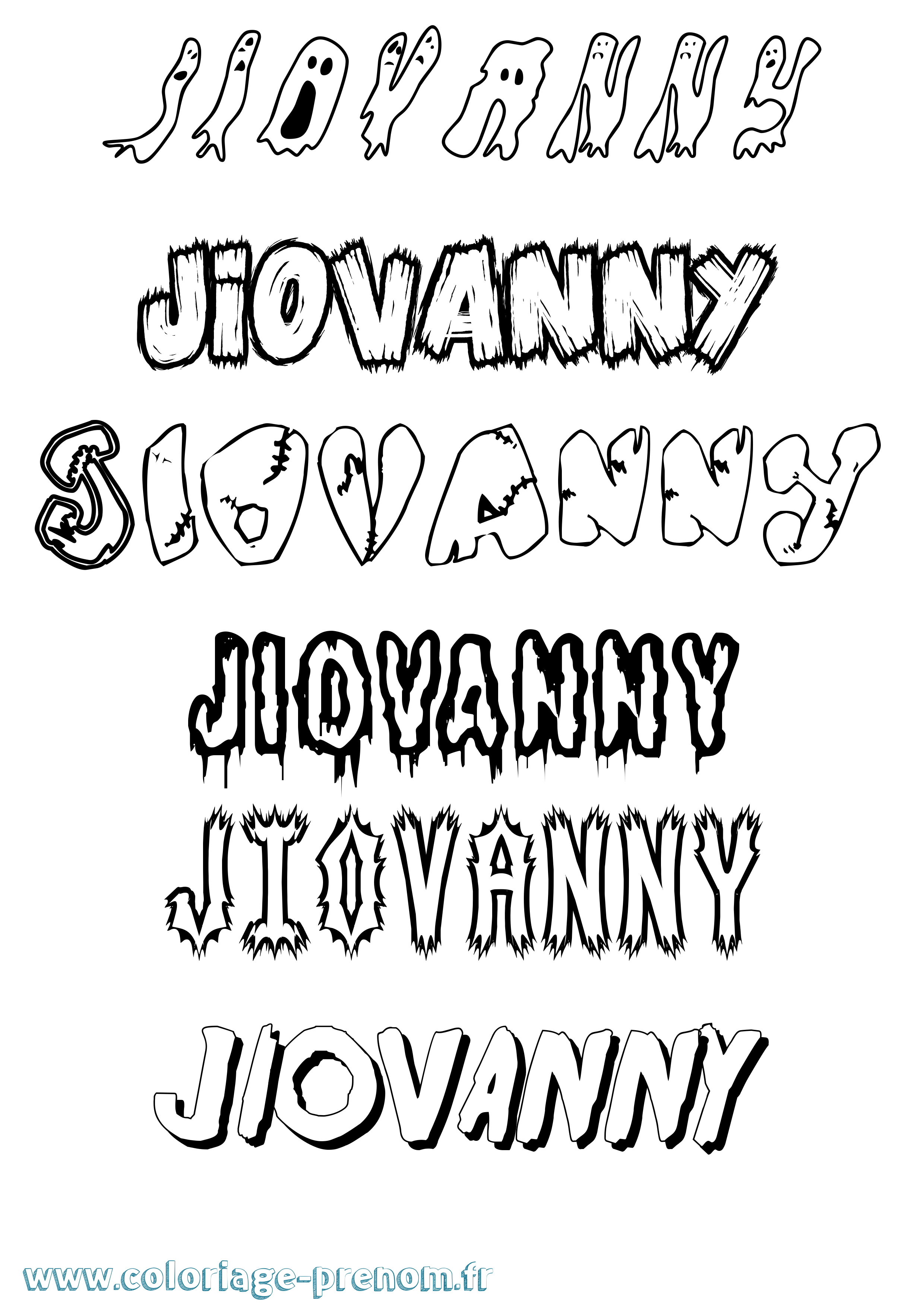 Coloriage Jiovanny Frisson Coloriage prénom Jiovanny Frisson