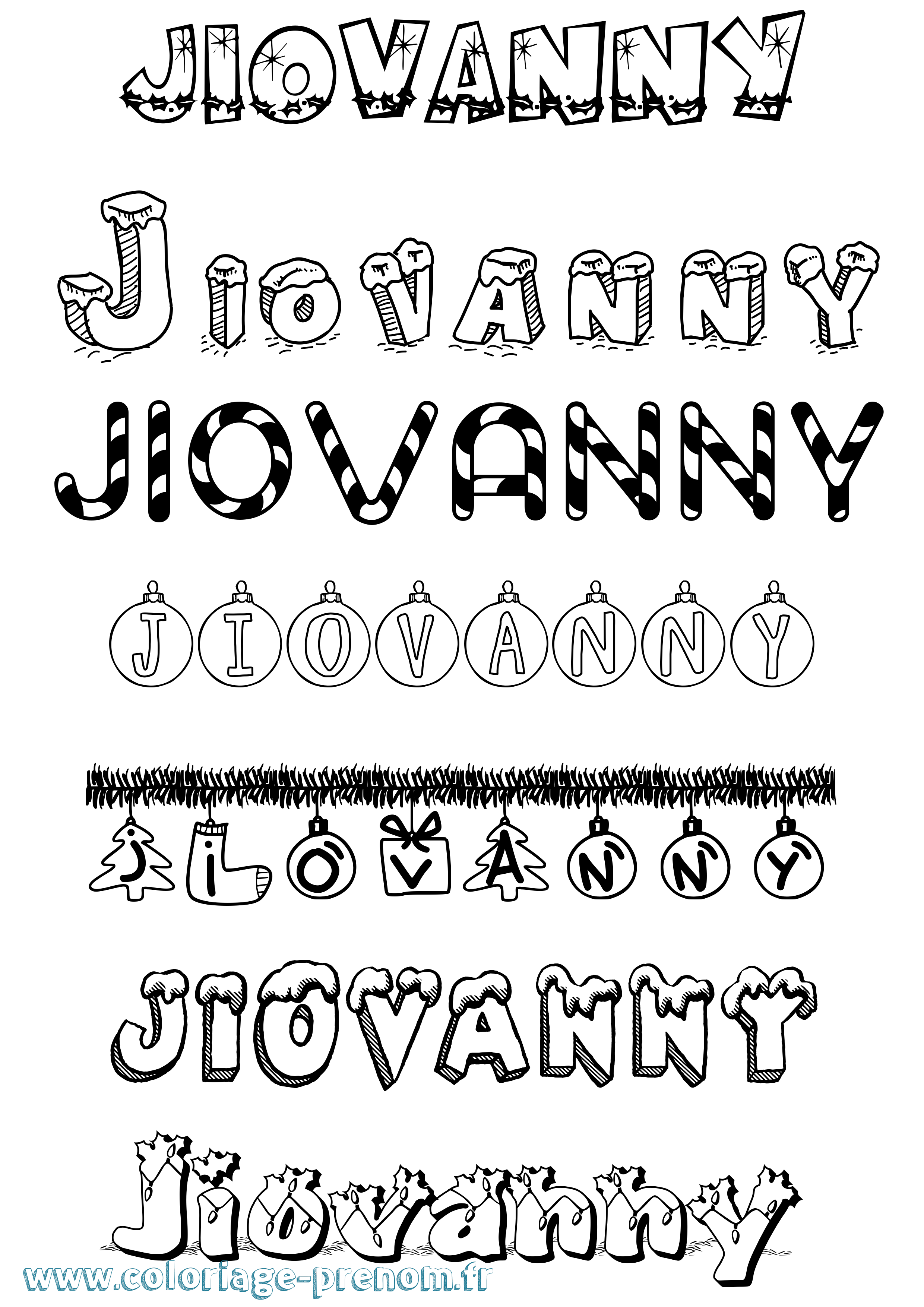 Coloriage Jiovanny Noël Coloriage prénom Jiovanny Noël
