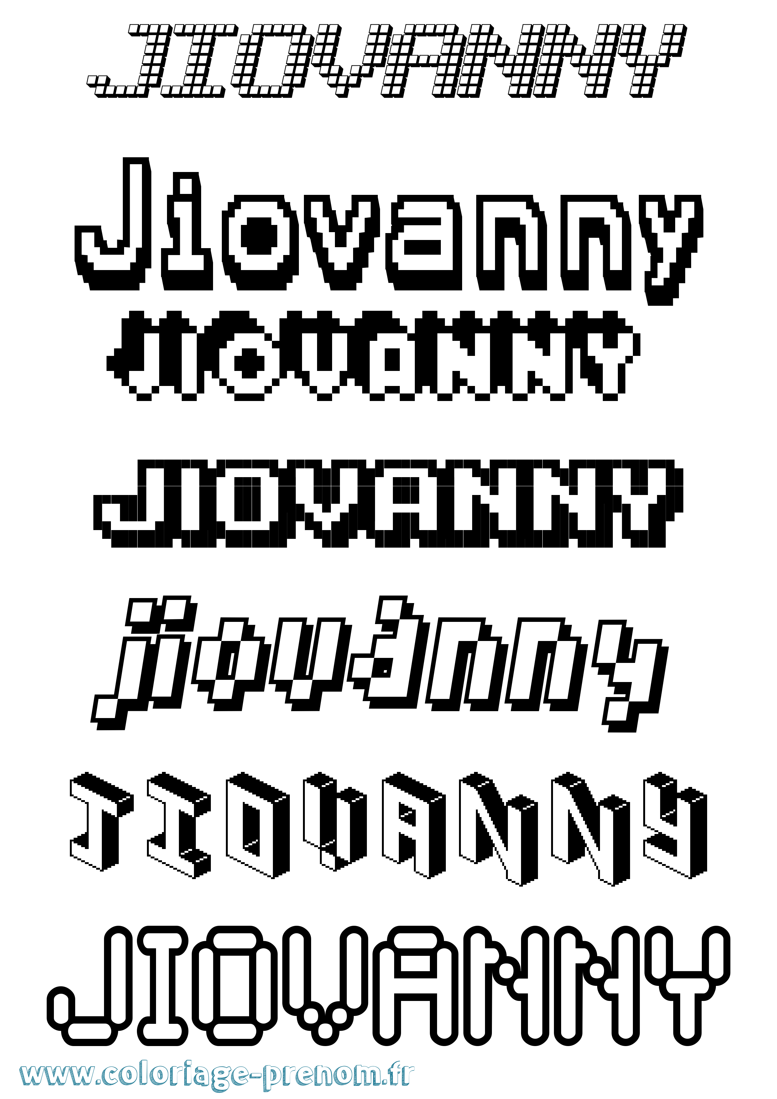 Coloriage Jiovanny Pixel Coloriage prénom Jiovanny Pixel