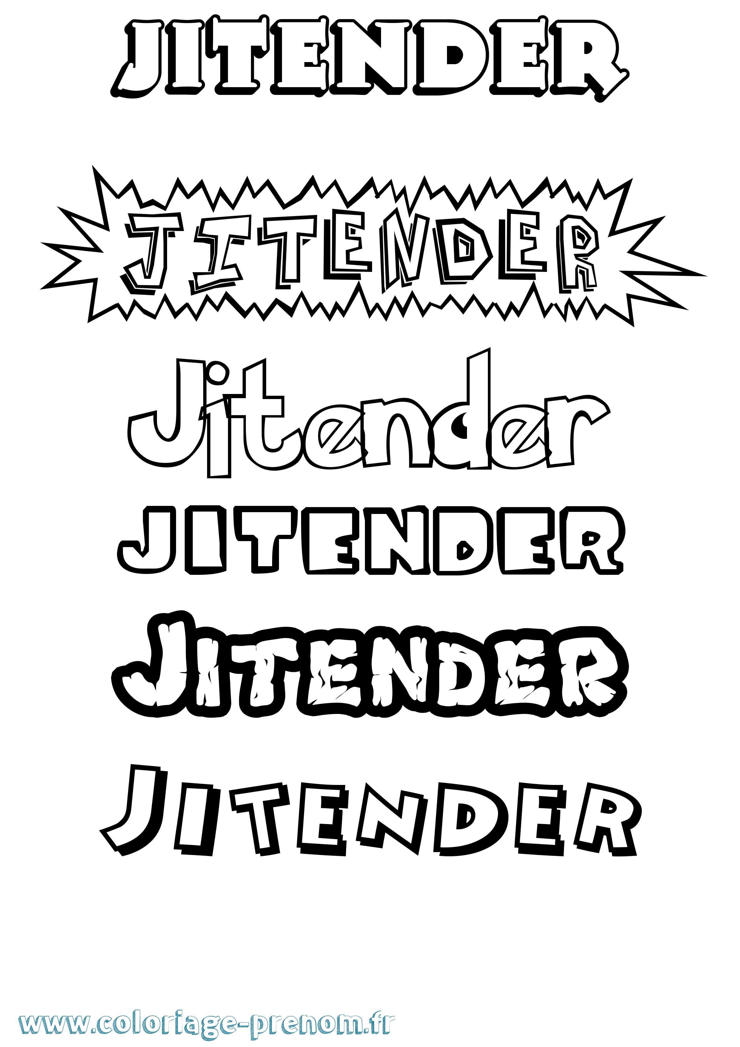 Coloriage Jitender Dessin Animé Coloriage prénom Jitender Dessin Animé
