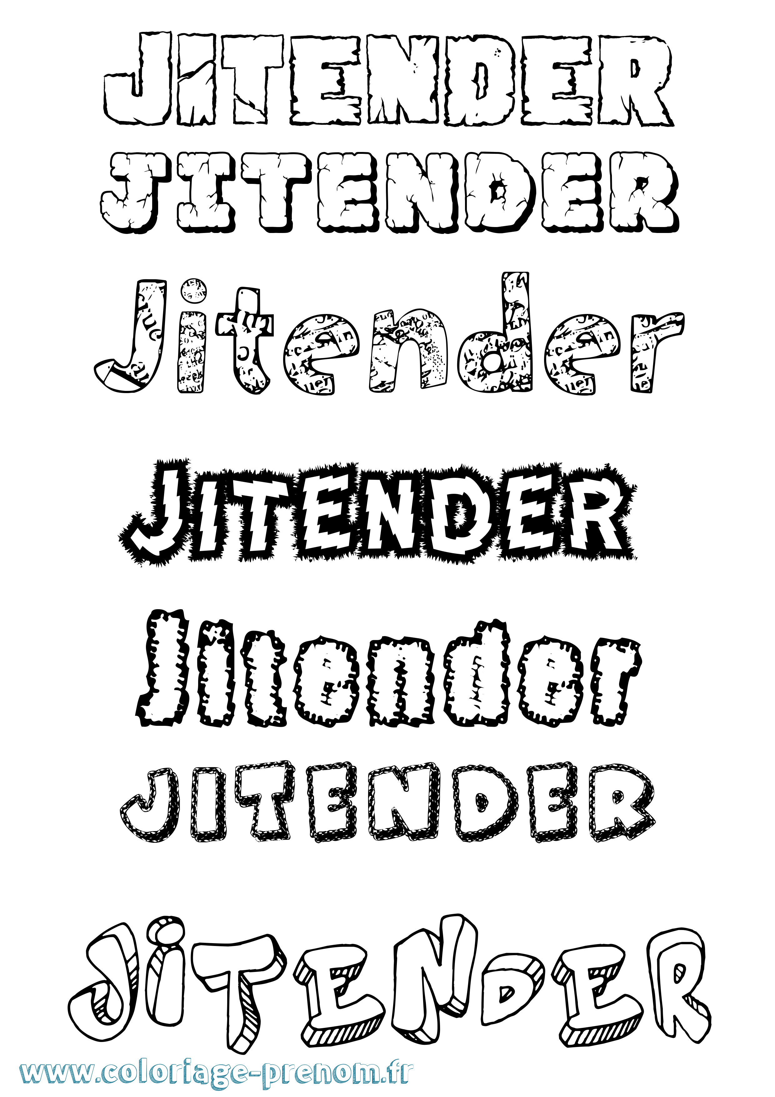Coloriage Jitender Destructuré Coloriage prénom Jitender Destructuré