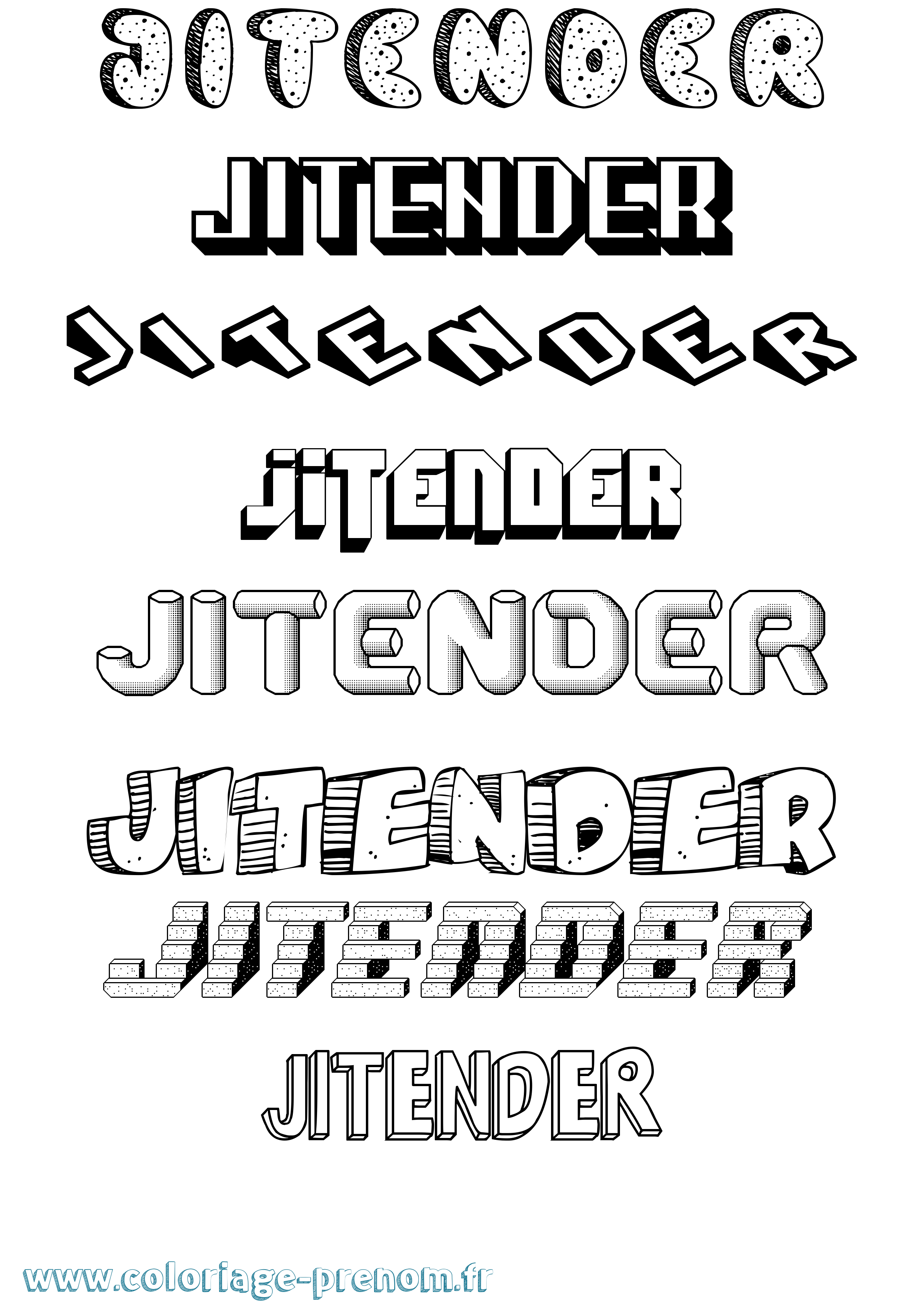 Coloriage Jitender Effet 3D Coloriage prénom Jitender Effet 3D